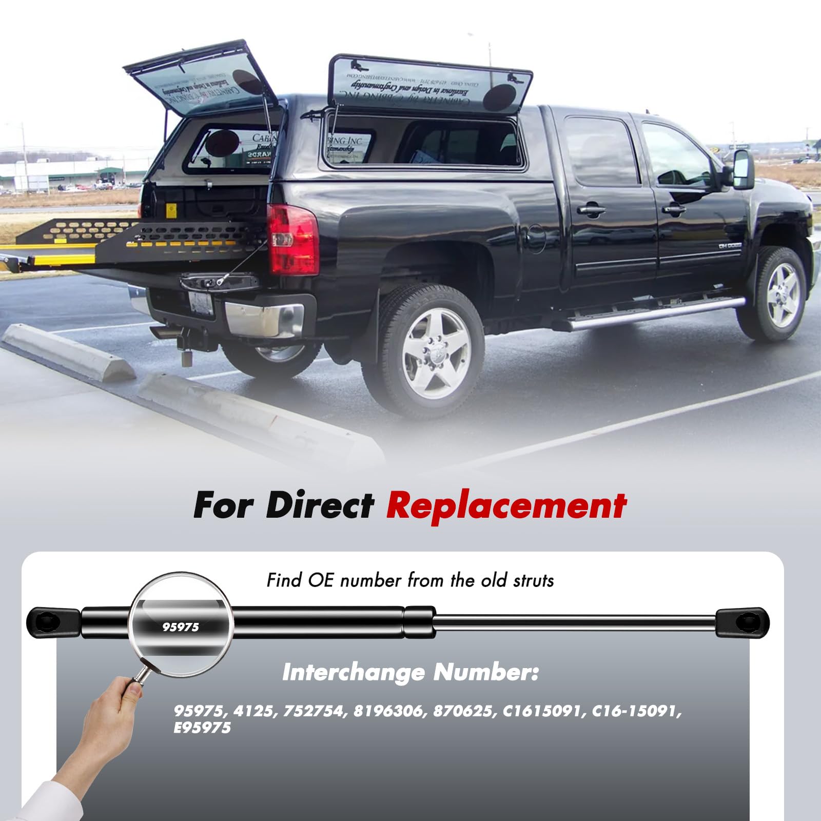 Vepagoo C16-15091 13 Inch 25Lb/111N Gas Shock Strut For Snugtop Leer Are Atc Camper Shell Topper Rear Window, Hydraulic Lift Sup