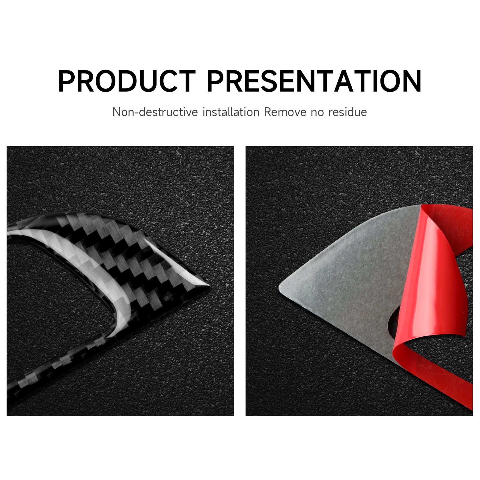 2Pcs Car Steering Trim Sticker Cover Carbon Fiber Decal Fits For Alfa Romeo Giulia Stelvio 2016 2017 2018 2019 Interior Accessories (Black)