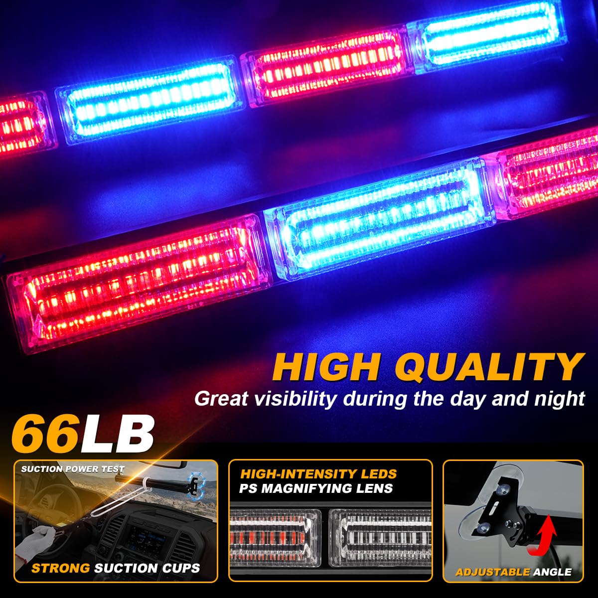 Lrter 2X17.7 Traffic Advisor Light Bar Emergency Warning Flashing Safety Interior Windshield Strobe Lights For Construction Vehi