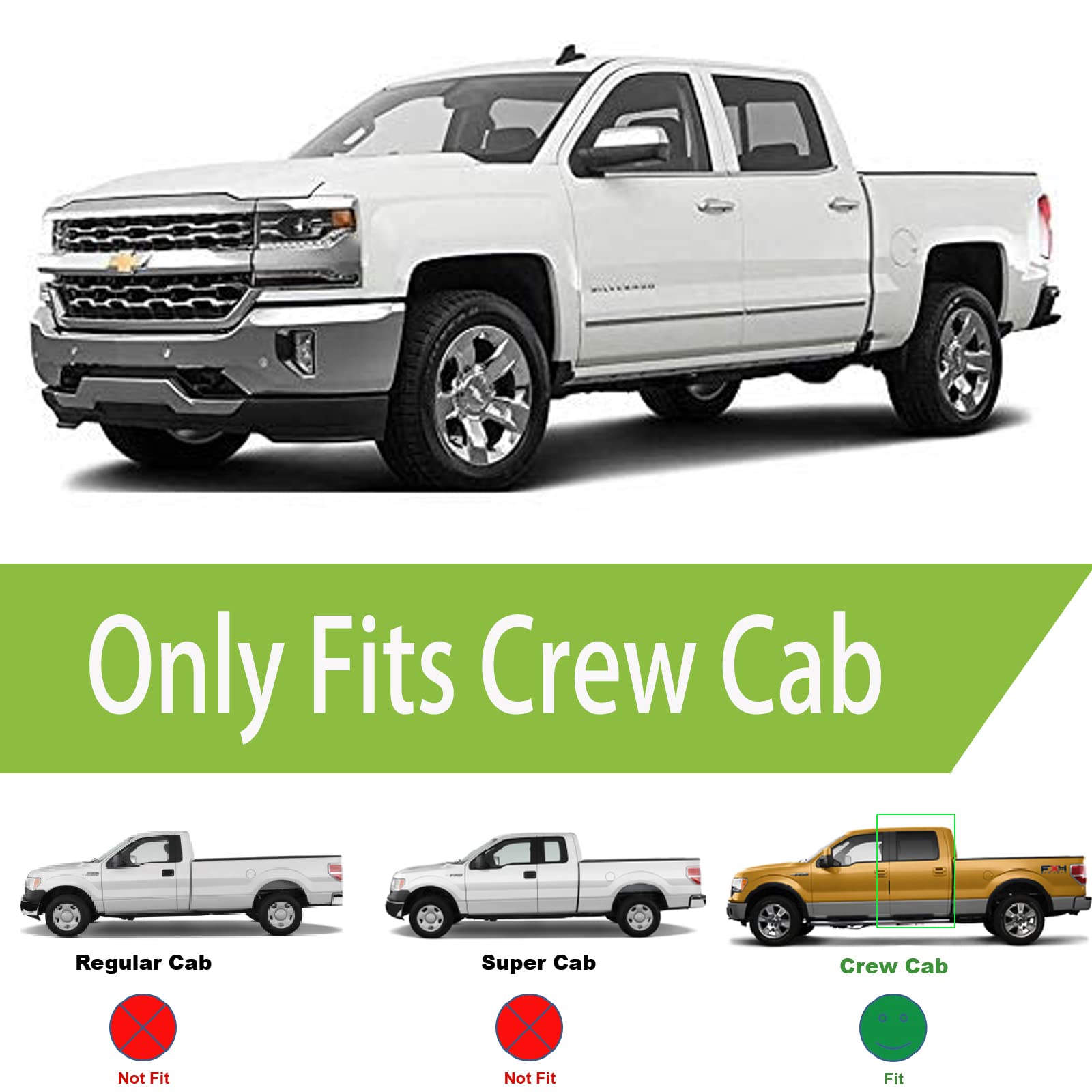 Side Car Window Visors Window Vent Shade Wind Deflectors Sun Rain Guards Compatible With 2014-2018 Chevrolet Silverado 1500 2500