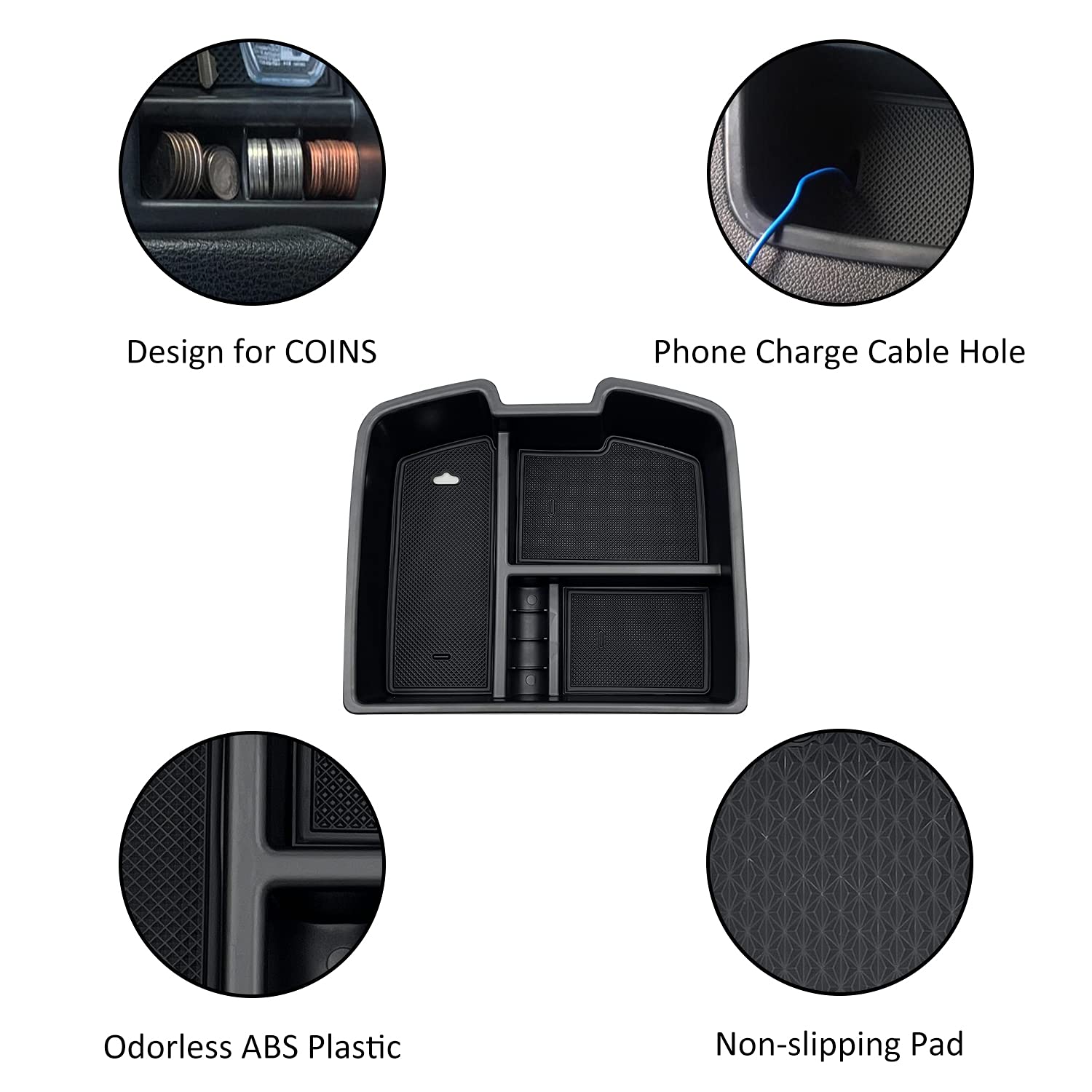 JOJOMARK Center Console Organizer Tray for 2007-2014 GMC Sierra, Chevy Silverado, Tahoe, Yukon, Suburban - Black Accessory Replaces 19166288