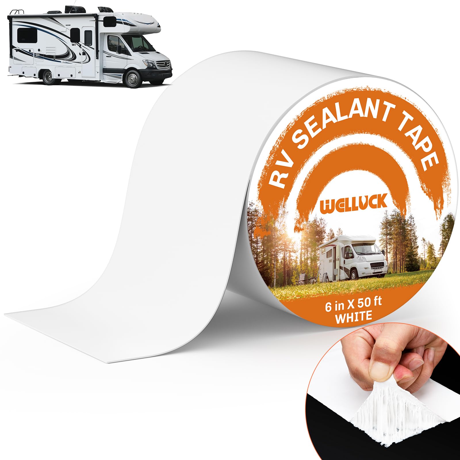 Welluck Rv Roof Sealant Tape Camper Roofing Repair Tape, 6 Inch X 50 Foot Natural White Rv Tape For Roof Repair Camper Trailer B