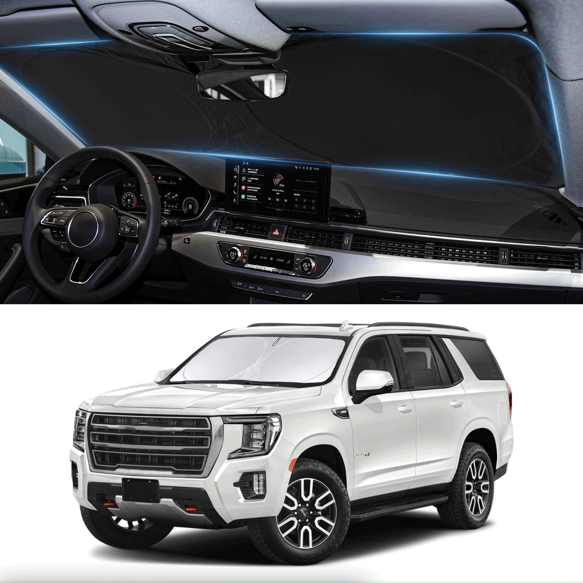 Custom Windshield Sunshade For 2021 2022 2023 2024 2025 Gmc Yukon Xl Accessories Front Window Shades Cover For Windshield Sun Vi