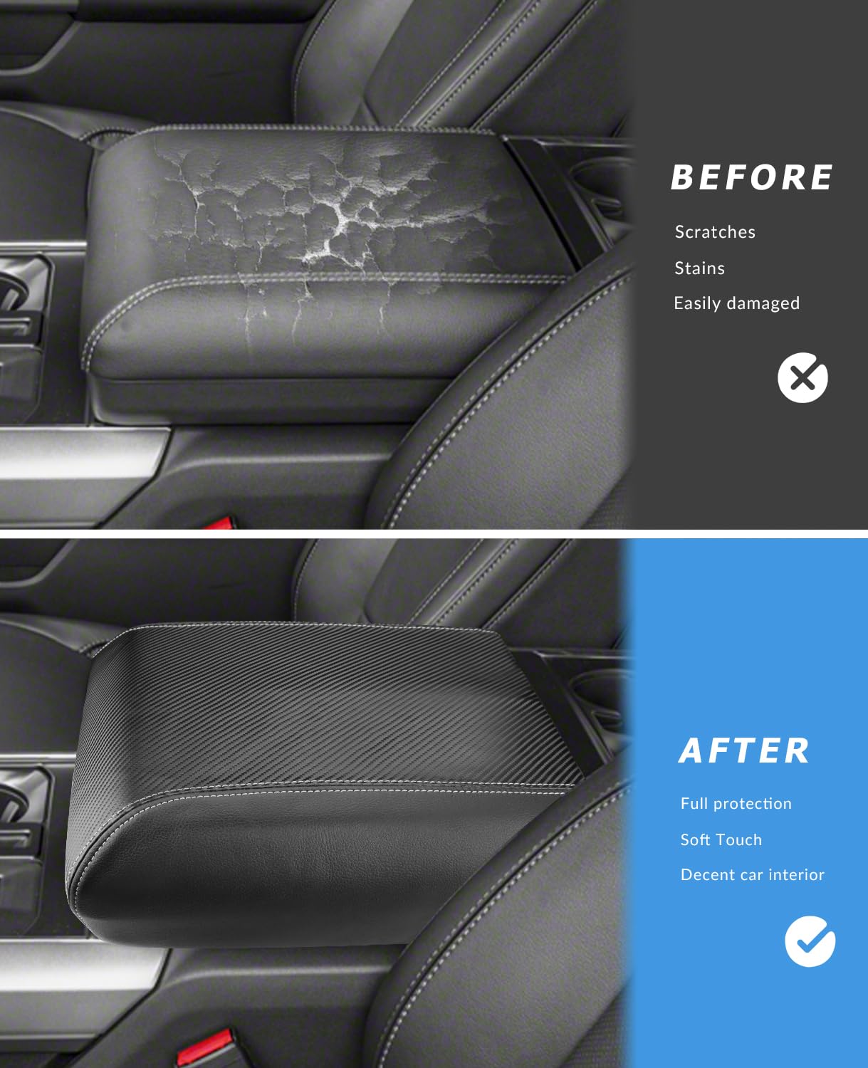 Intget Car Center Console Armrest Cover For 2024 Ford F150 Accessories Interior 2021 2022 2023 Middle Console Lid Seat Cover Pro