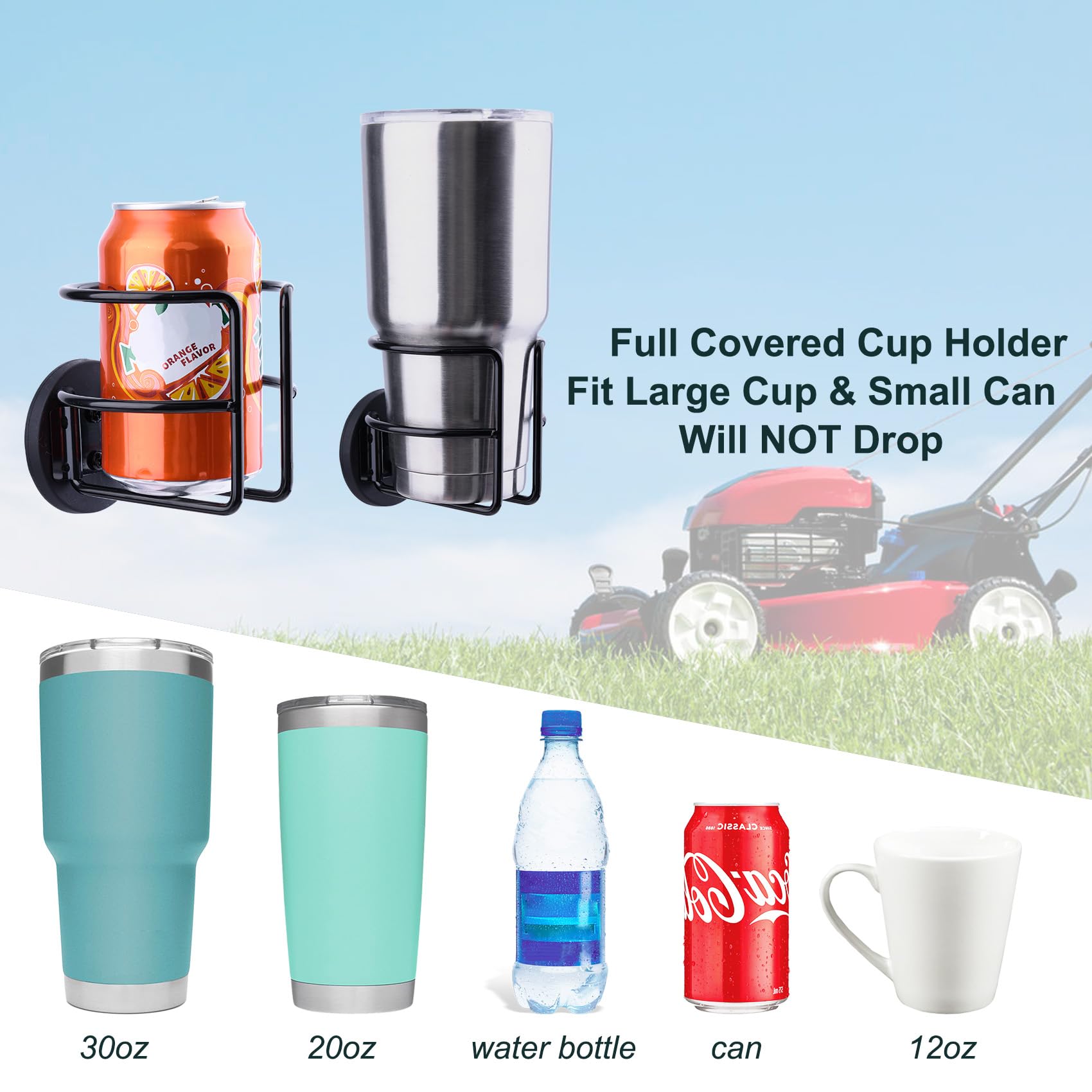 Magnetic Cup Holder with 2 Screws Mount, Full Covered Bus Tractor Cup Holder, Magnet Cup Holder for Bottle Drink, Black Pack of