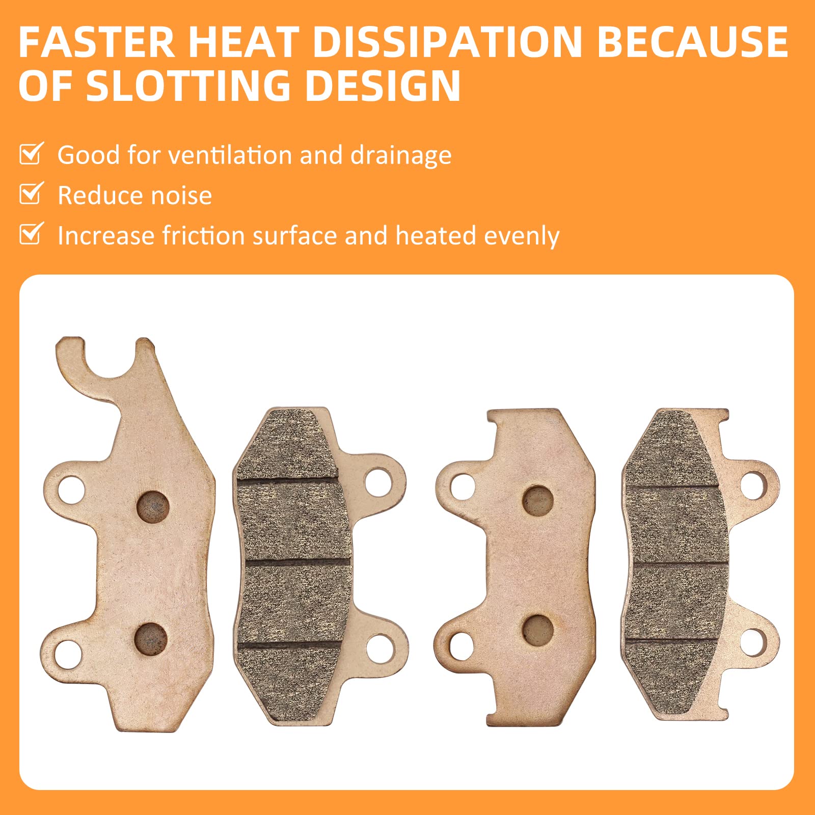 Front Rear Brake Pads Sintered for Yamaha YFZ450 YFZ450R YFZ450X Raptor 700 700R, OEM# 5TG-W0045-20-00 5TG-W0045-30-00 5TG-W0046