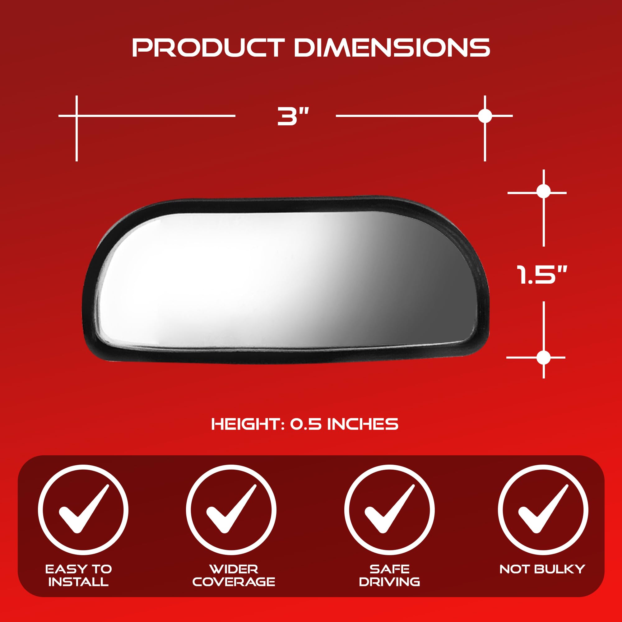 Blind Spot Convex Car Rear View Mirror: Rearview/Side Stick On Mirror Automotive Accessories | Narrow Blindspot Mirrors For Car