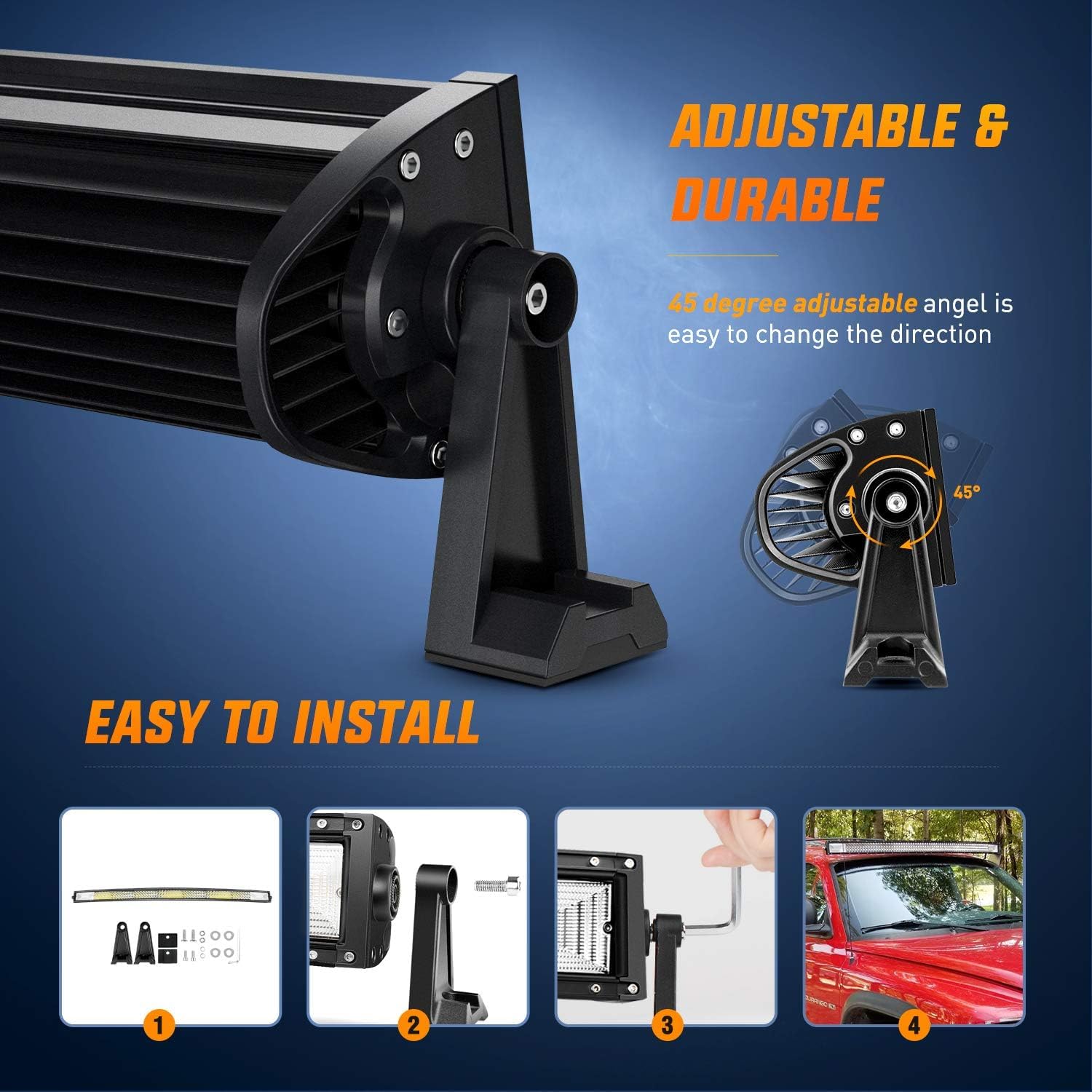 Nilight Zh408 52Inch 783W Curved Triple Row Flood Spot Combo Beam Led Bar 78000Lm Driving Lights With 12Awg Heavy Duty 12V 5Pin