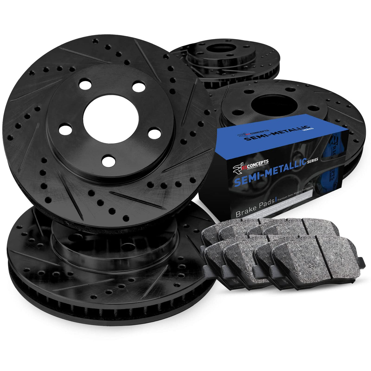 R1 Concepts Front Rear Brakes And Rotors Kit Front Rear Brake Pads Brake Rotors And Pads Semi Metallic Brake Pads And Rotors Fit