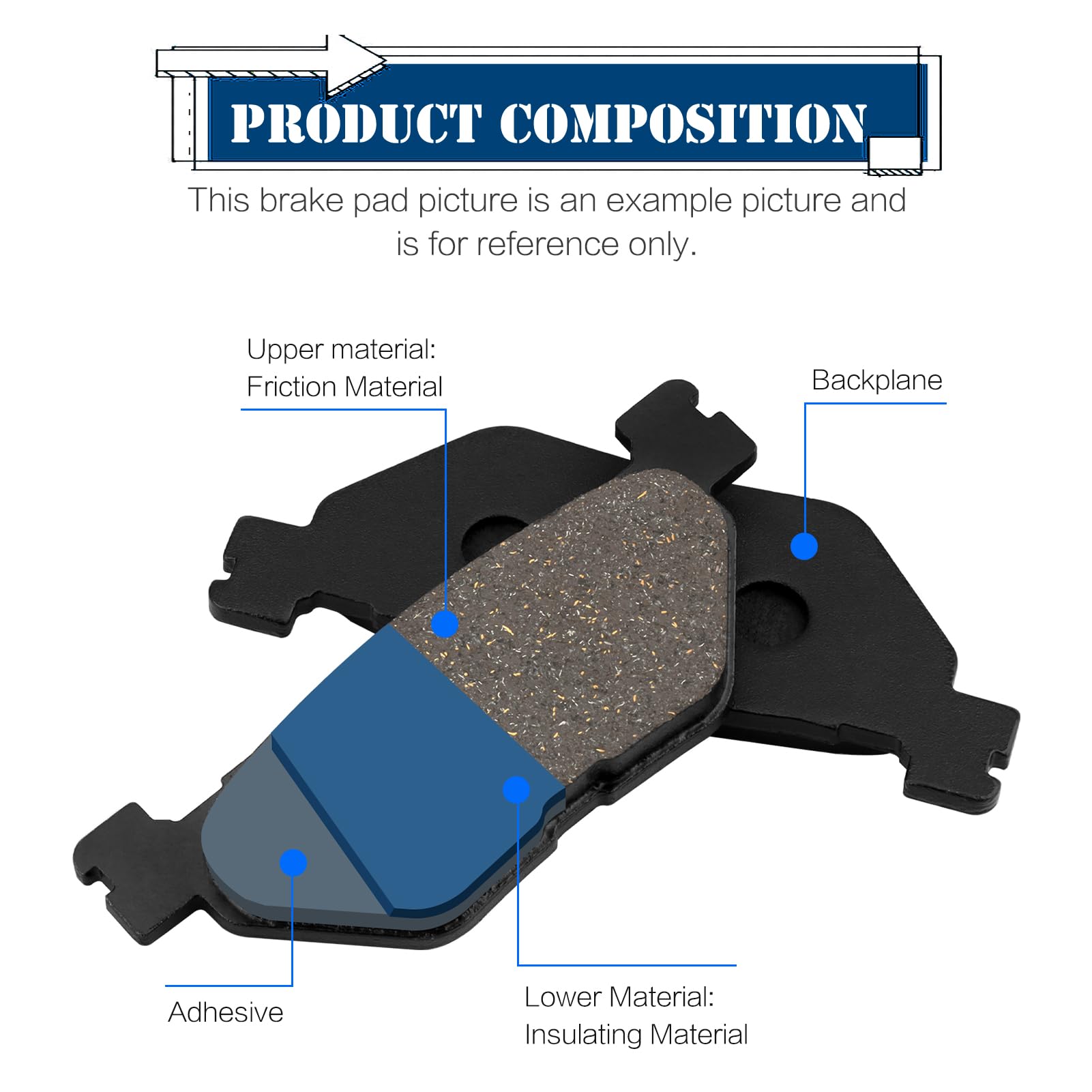 Cyleto 3D8-25806-00-00 Brake Pads For Yamaha Xvs950 V-Star 950 Tour 2009-2014 / Xvs950A Midnight Star 2009-2013 / Xvs950R Xvs 950 Bolt 2014 2015 2016