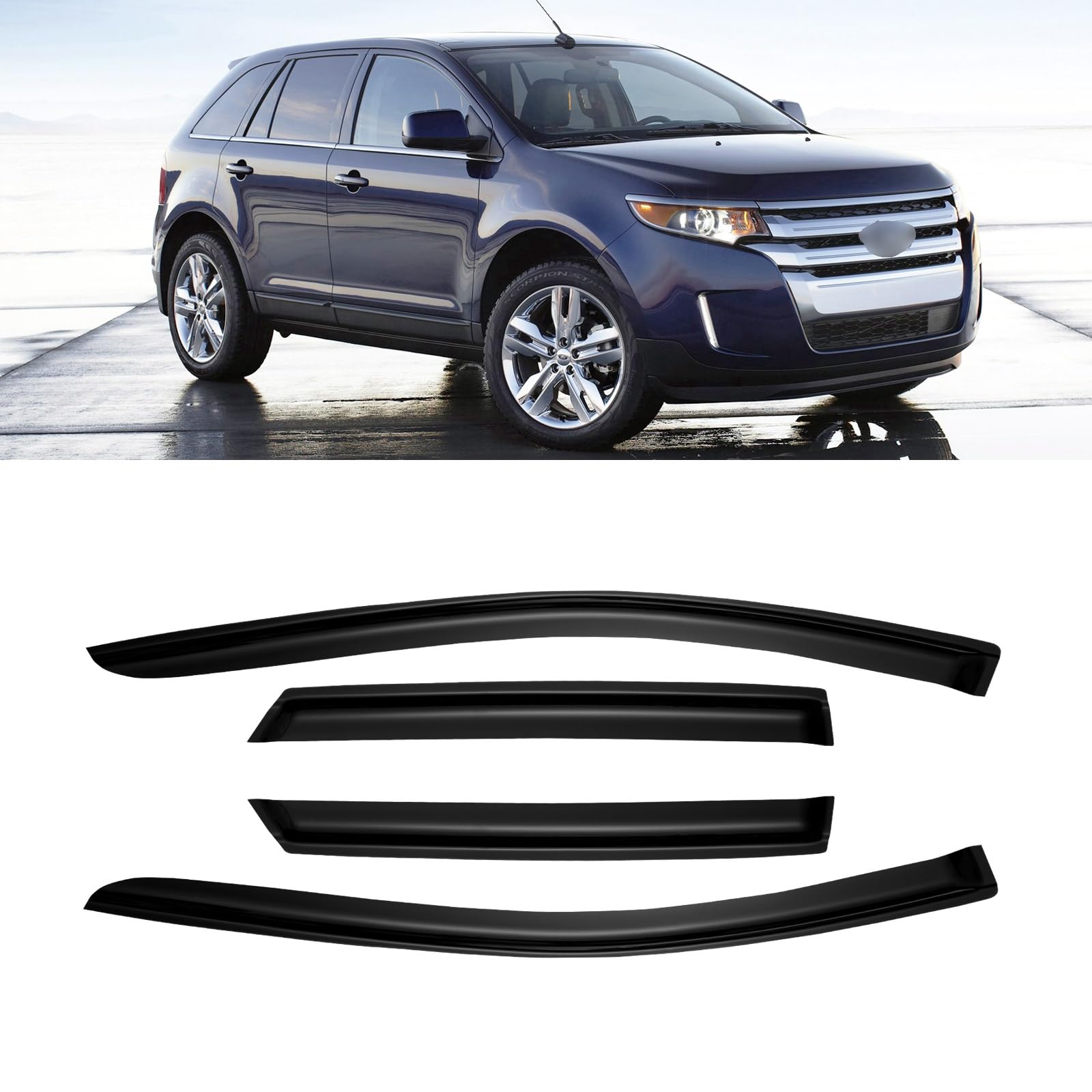 Window Rain Guards for 2007-2014 Ford Edge & 2007-2015 Lincoln MKX, Window Visor Guard Vent Wind Shade Deflector Rain Shield Pro