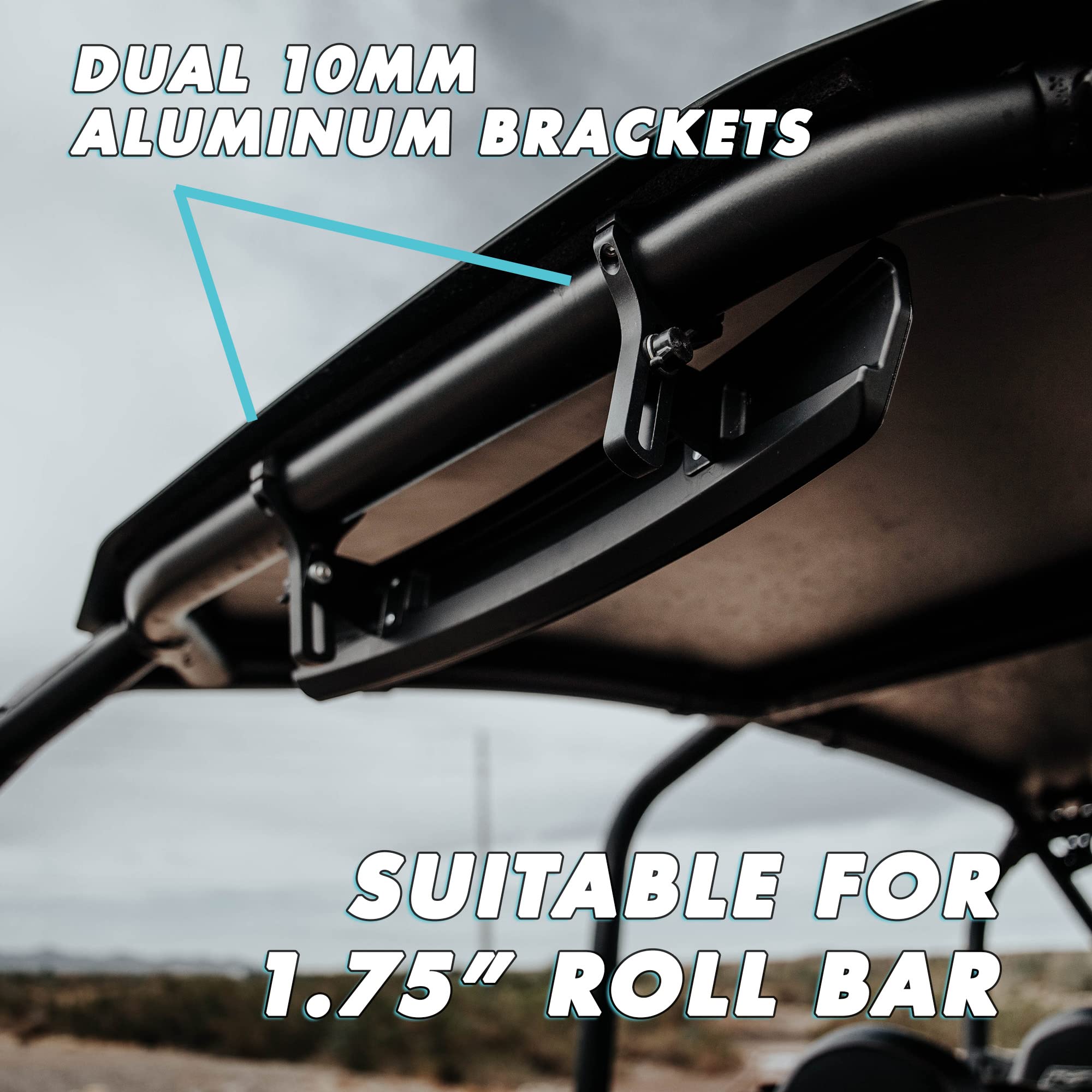 Chupacabra Offroad Deluxe Side By Side Rear View Utv Mirror - 1.75' Rzr 800 900 1000 Turbo - Tool Free Convex Low Profile Utv Rear View Mirror For Optimal Visibility In Tough Terrain