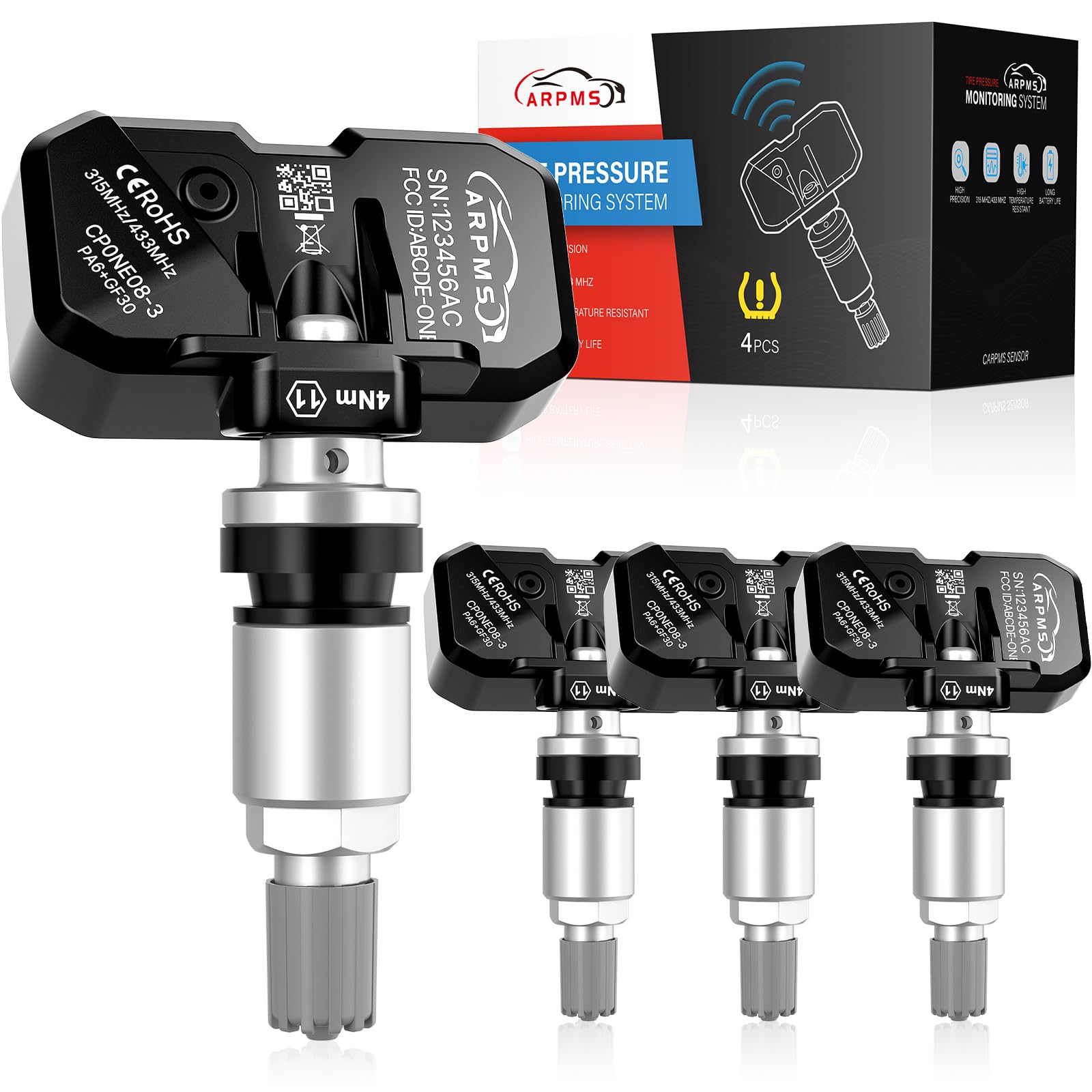 TPMS Sensor, 315 Mhz Tire Pressure Monitoring Sensor Compatible for Ford F-150 250 350 Focus Fusion GT Mustang Transit Replace# 