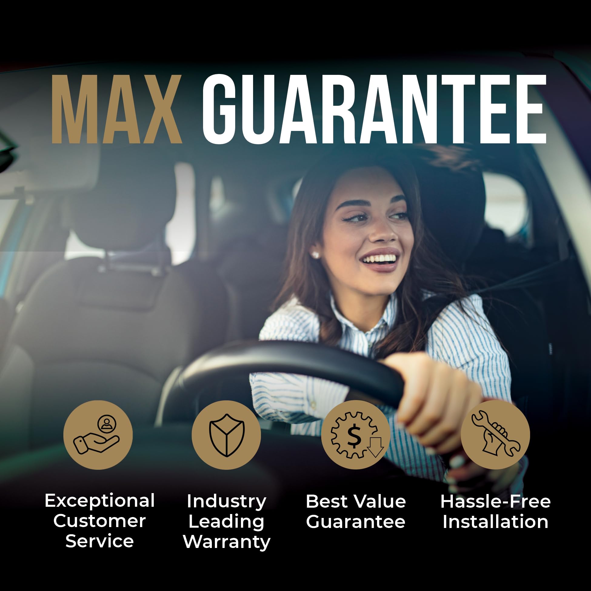 Max Advanced Brakes Front & Rear Brake Kit For 2012-2020 Dodge Grand Caravan Town&Country Dual Piston Front Caliper Replacement Drilled Slotted Black Coated Disc Brake Rotors And Ceramic Brake Pads
