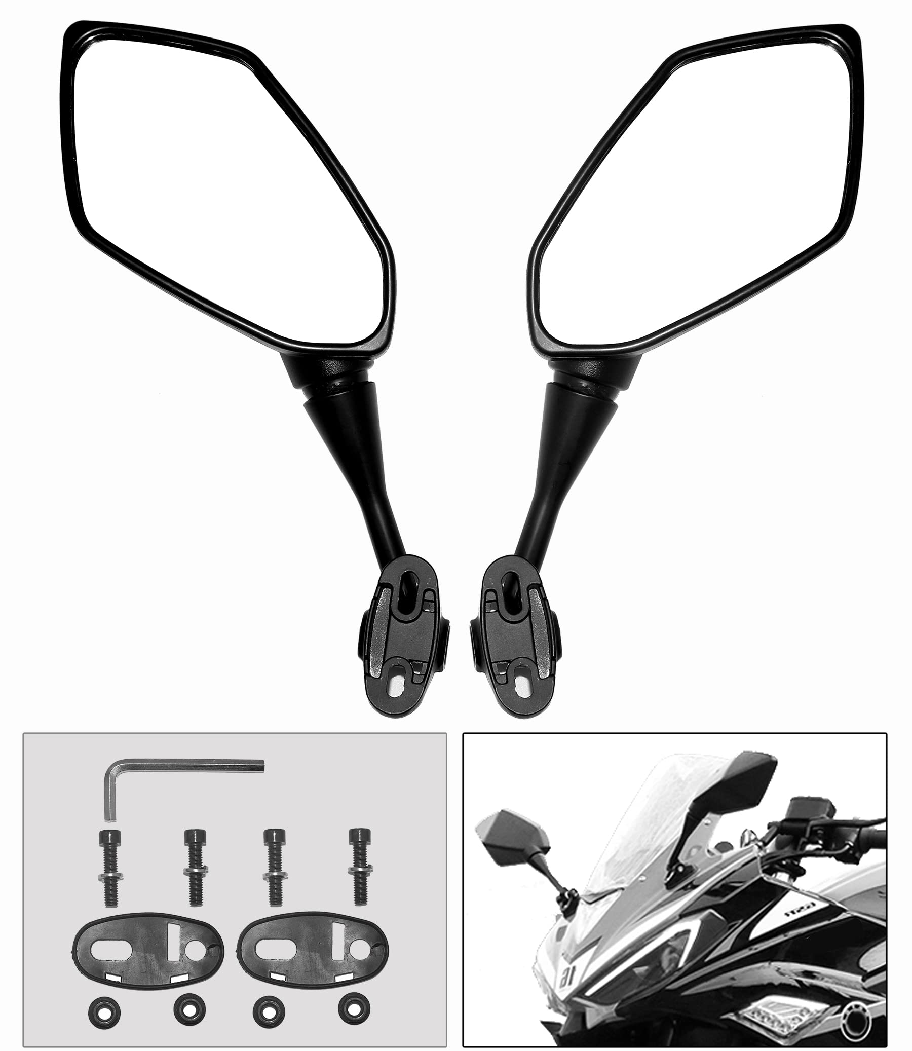 Minho Rear view Convex Adjustment Mirrors for Honda CBR600 CBR250 CBR300 CBR500 CBR900 CBR1000 Ninja 250R Suzuki GSXR 750 Hyosun