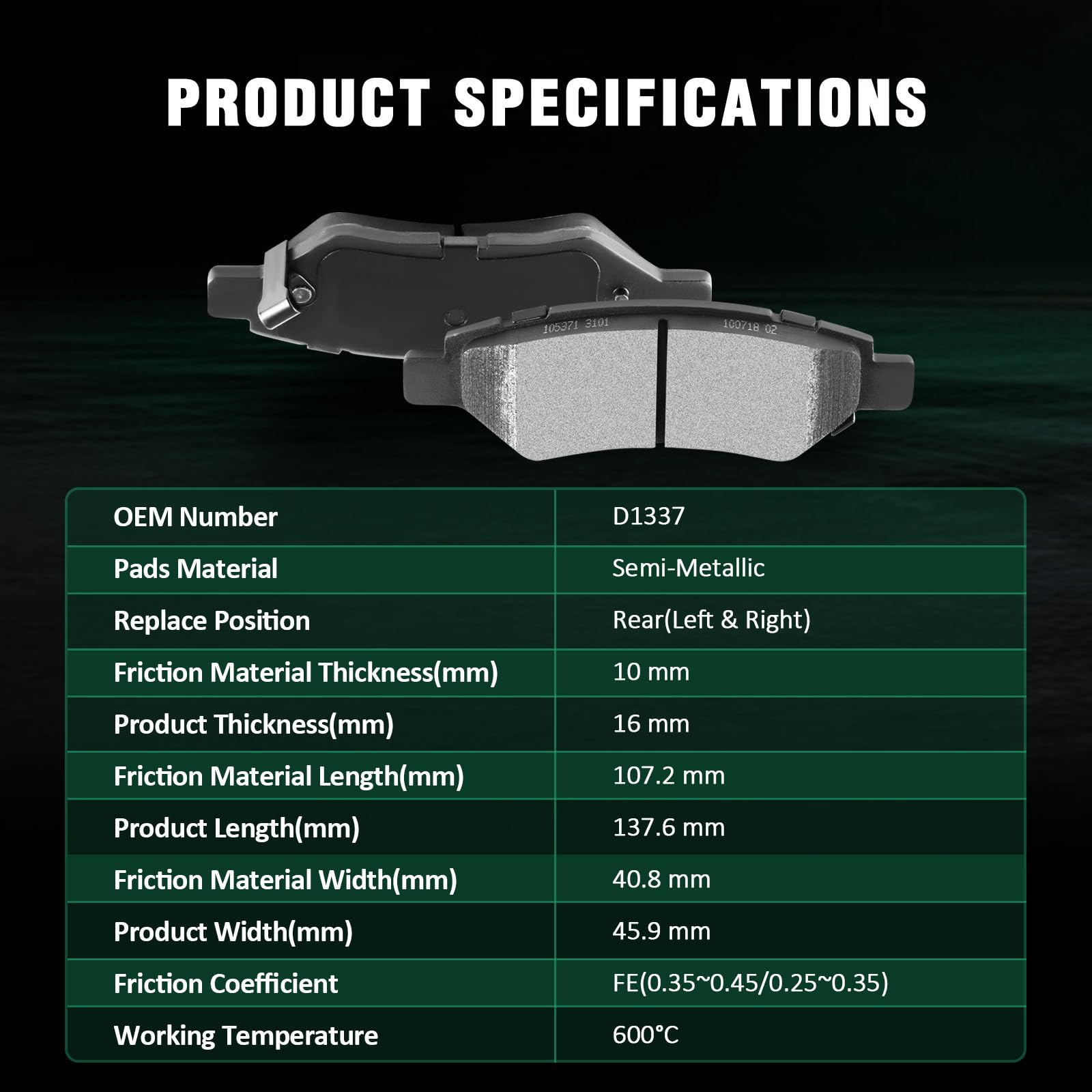 Automuto 8Pcs Front & Rear Ceramic/Semi-Metallic Disc Brake Pads Set D1422 D1337 For Cadillac Srx 2010-2016,For Saab 9-4X 2011
