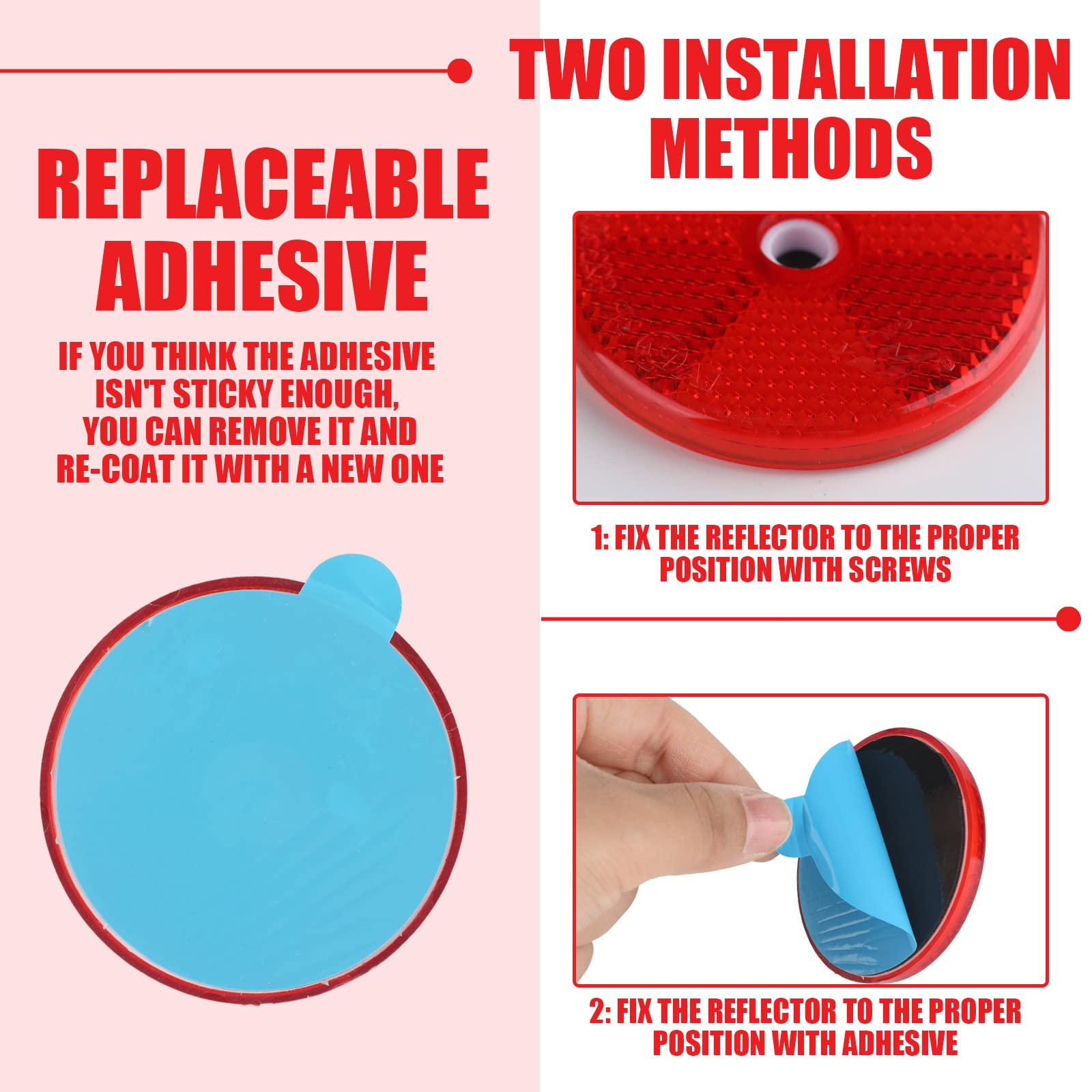 Kingdder 32 Pcs Front Reflector Round Reflector For Driveway Fence Gate Posts Trailers Safety Reflectors With Center Mounting Ho