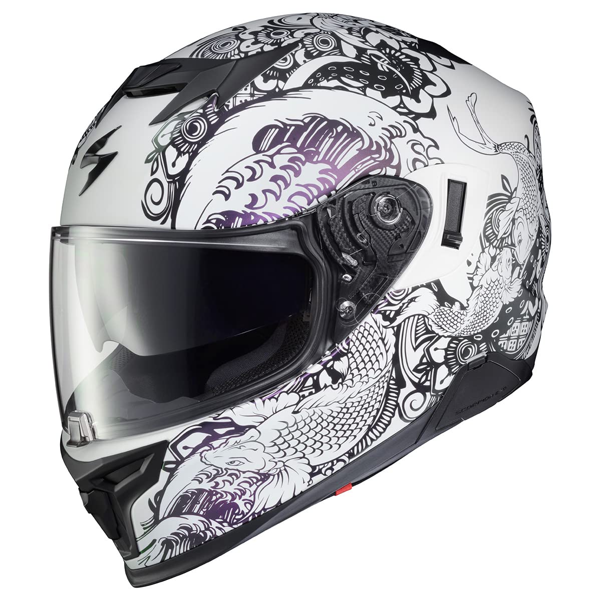 Scorpionexo T520 Full Face Dual Sport Motorcycle Helmet With Bluetooth Ready Speaker Pockets Dot Ece Nama-Sushi (White/Chameleon