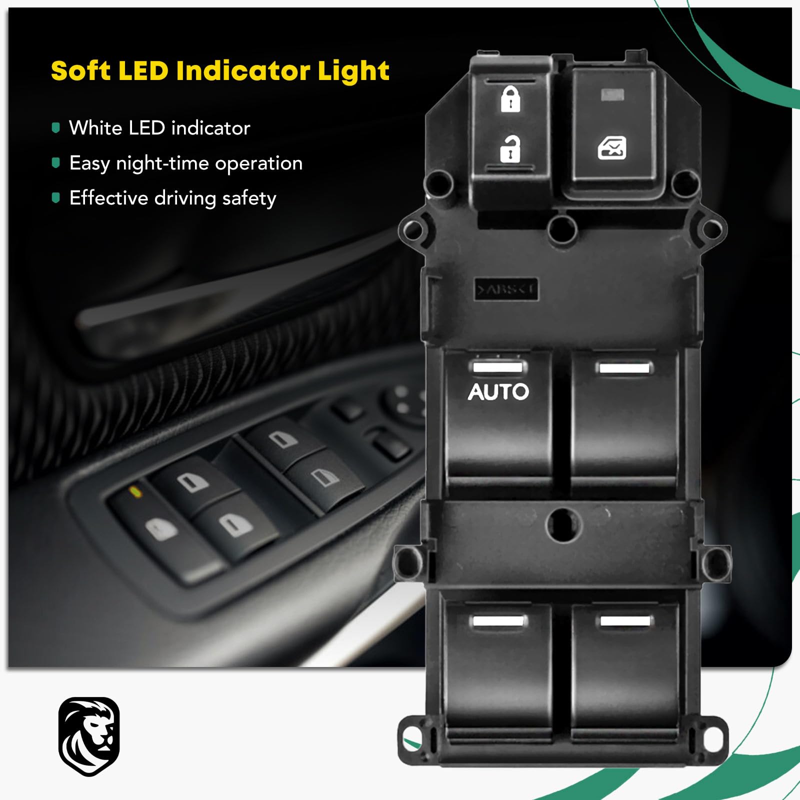 Yhtauto Master Power Window Switch Driver Side Replacement For 2008 2009 2010 2011 2012 Honda Accord, 37 Pins, One Auto Up And Down Window Control Switch