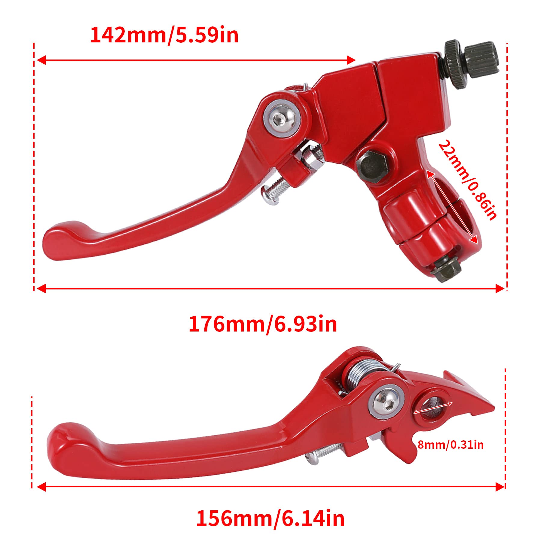 Stylemafia Red Folding Clutch Brake Lever & Cable for Apollo RFZ TaoTao SSR 110 125 Thumpstar 50cc 150cc - 7/8 Handlebars