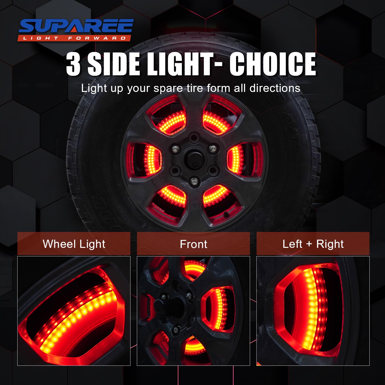 Suparee 400Pcs Led Third Brake Light For Fo-Rd Bronco 2021-2024, Spare Tire Brake Light With 3-Sided Bright Red, High-Mounted Pl