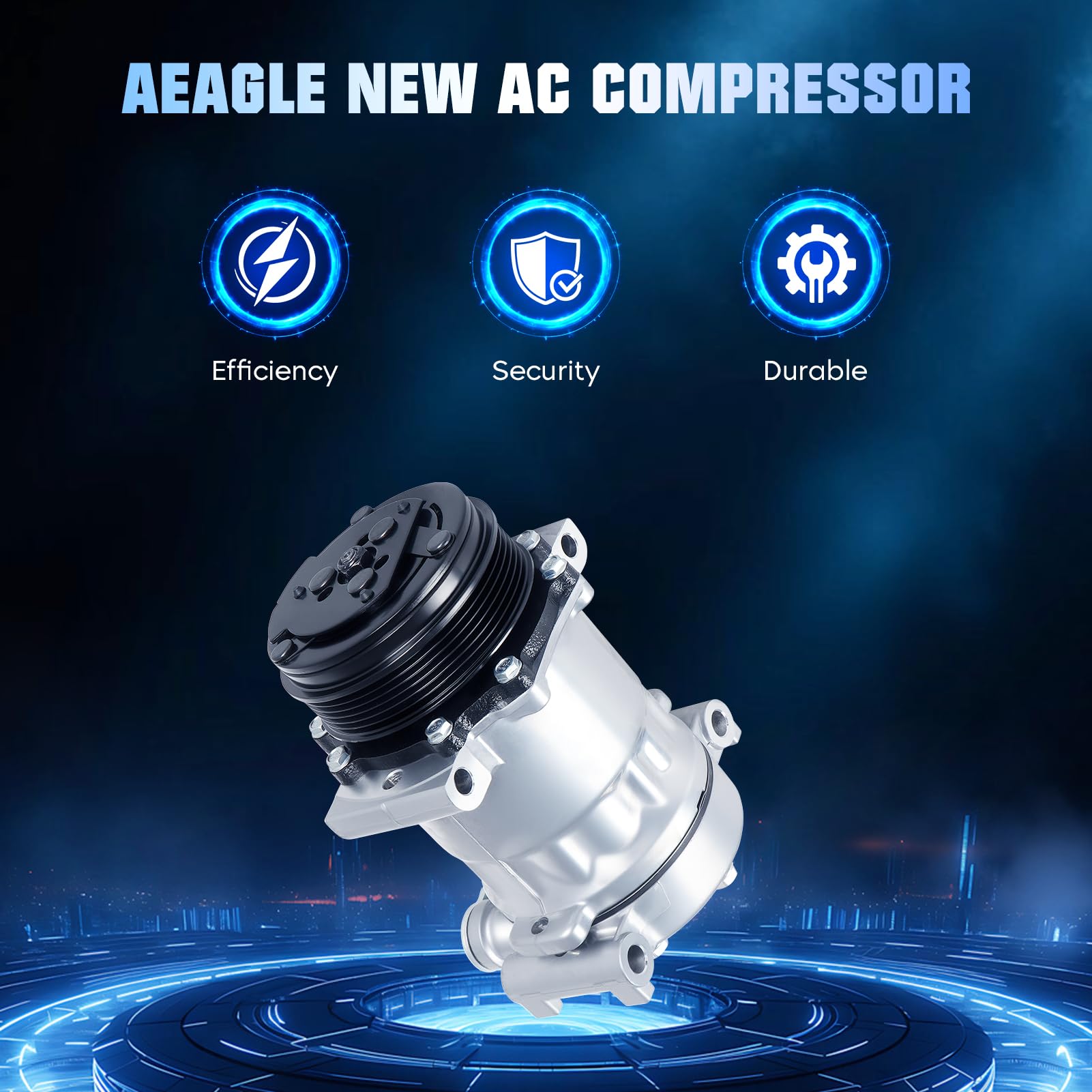 Air Conditioning Compressor and A/C Clutch for Chevy Blazer Express 1500 2500 3500 S10 Silverado 1500 2500 3500, GMC Jimmy Savan