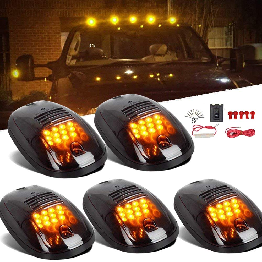 Hhcsop Amber Cab Marker Light For Dodge Ram 1500 2500 3500 4500 5500 Pickup Trucks 2003-2018, 12 Led Roof Running Lights Top Cle