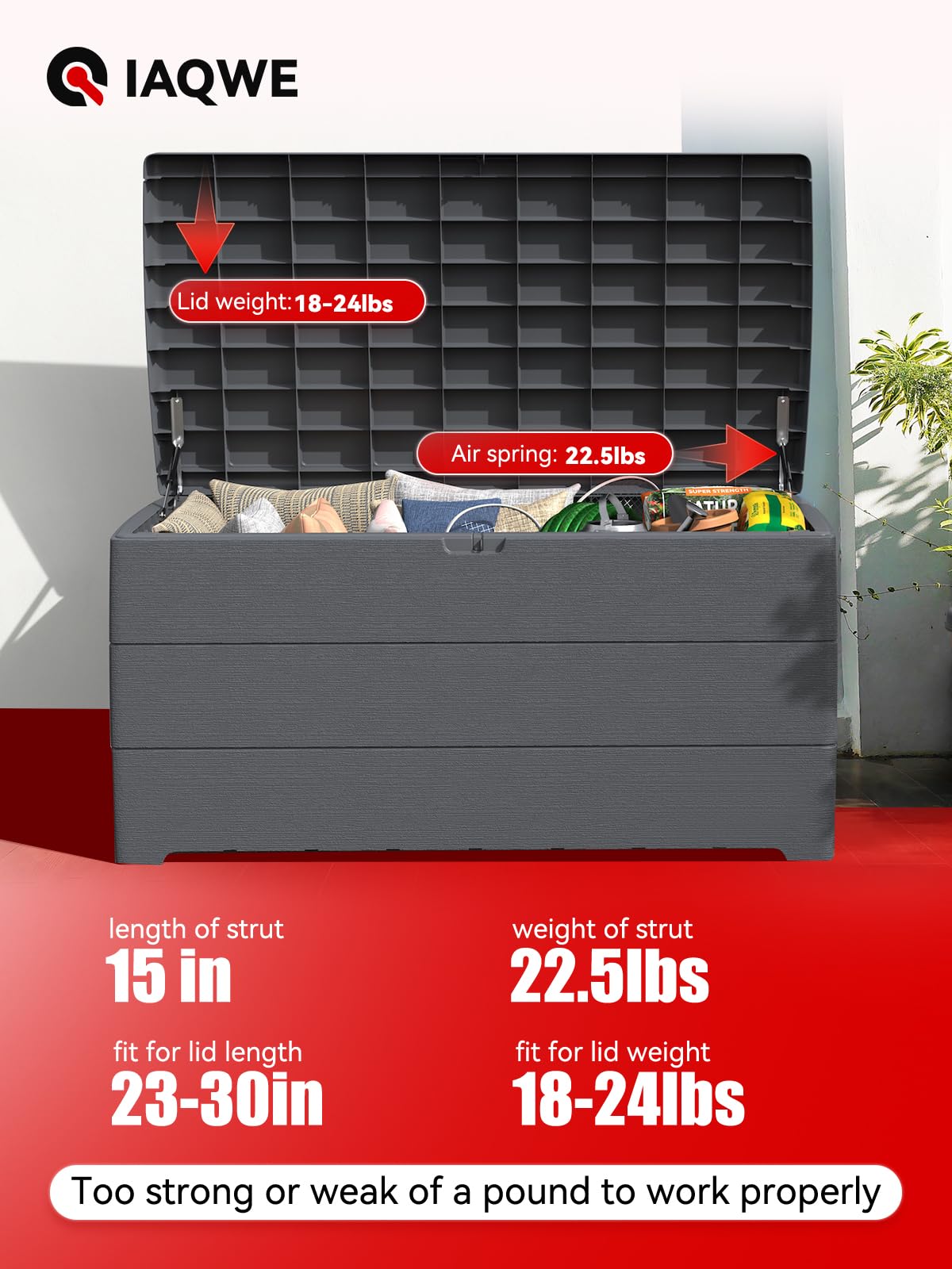 15Inch 22.5Lbs/100N Gas Spring Struts Shocks Lift Supports for RV Cabinet Trap Basement Door Trash Bin Toolbox Toy Box Lid Floor