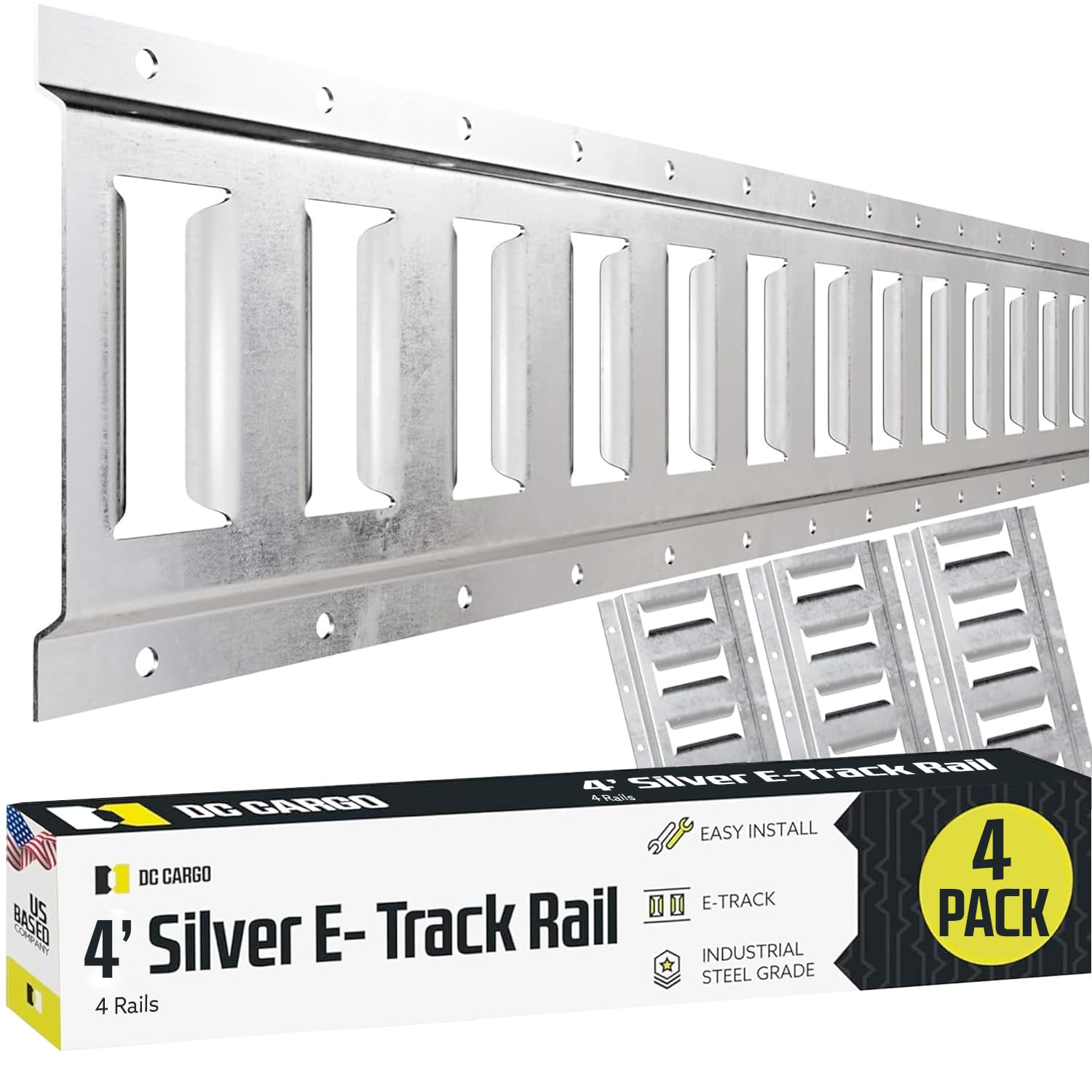 Dc Cargo Mall Outdoor E Track Tie Down Rail Kit 4' (4 Pack) For Garages, Vans, Trailers, Motorcycle Tie Downs, Atv Mountings - G