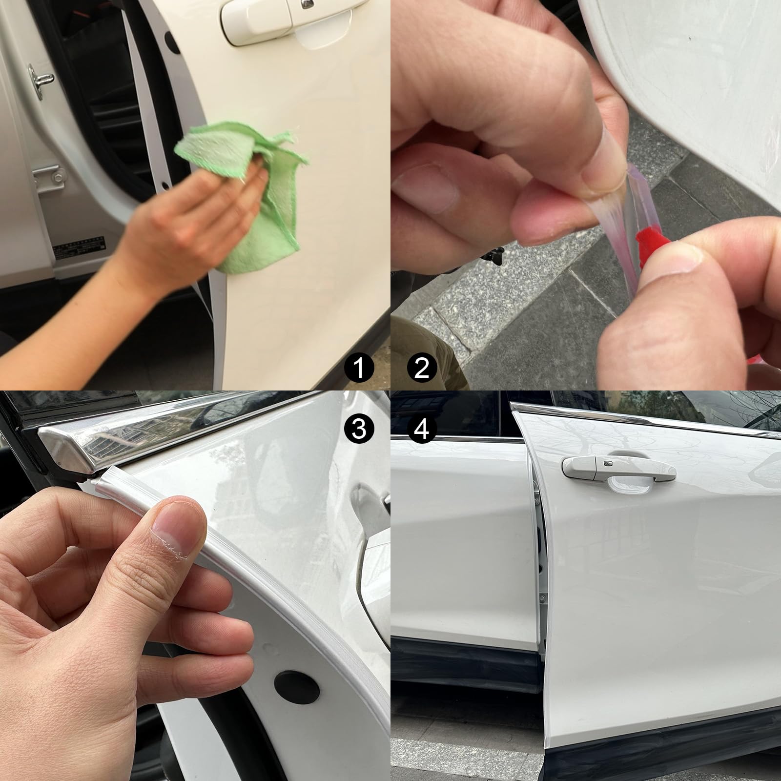 Winunite 32.8Ft(10M) Car Door Edge Guards Clear, Fit Most Vehicles, Self-Adhesive Pvc, U-Shaped Automotive Trim Transparent Car