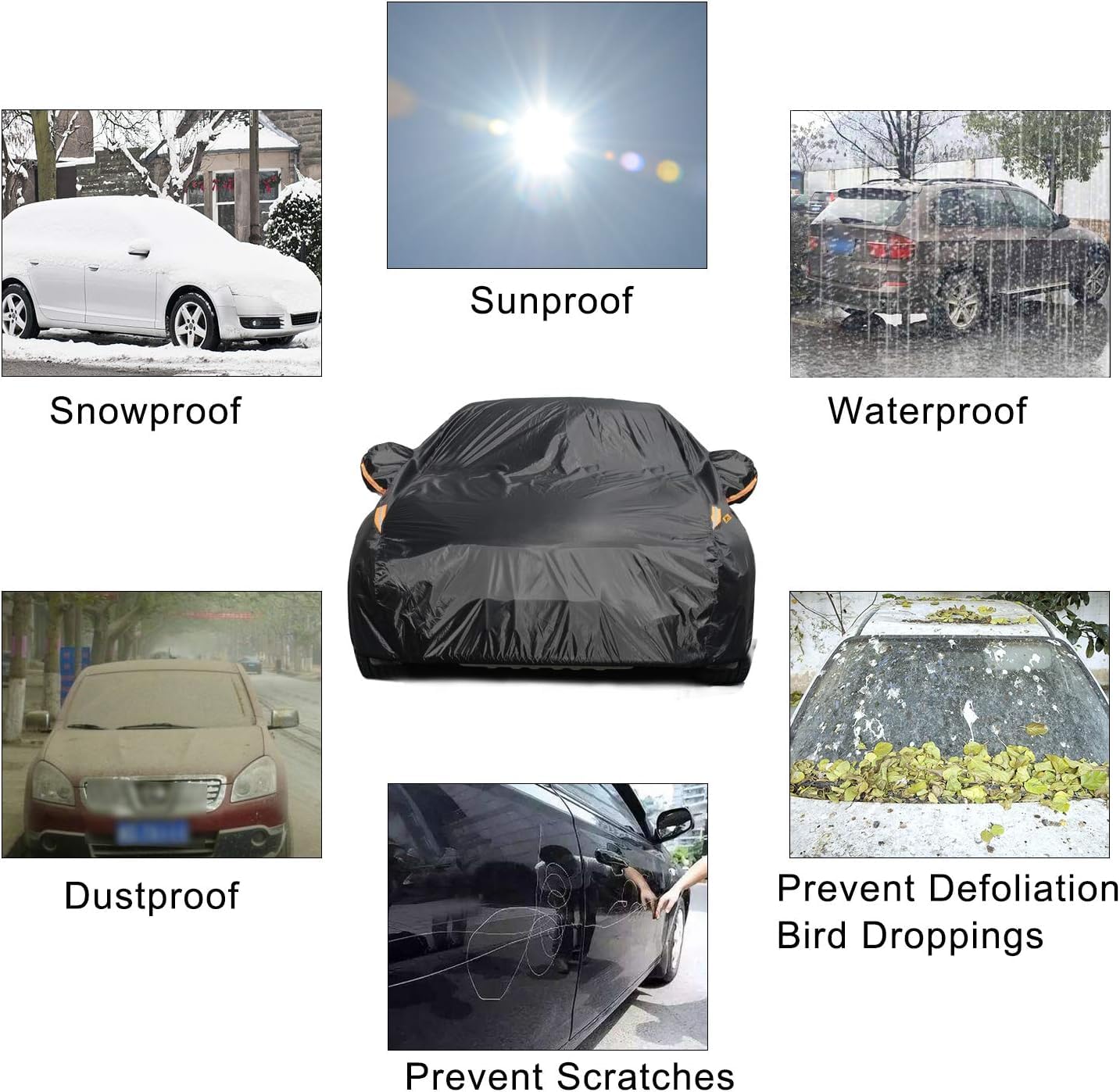 Color Rain Time Uv Protection Car Cover Windproof Dustproof Scratch Resistant Outdoor Universal Full Car Covers For Sedan Xxl