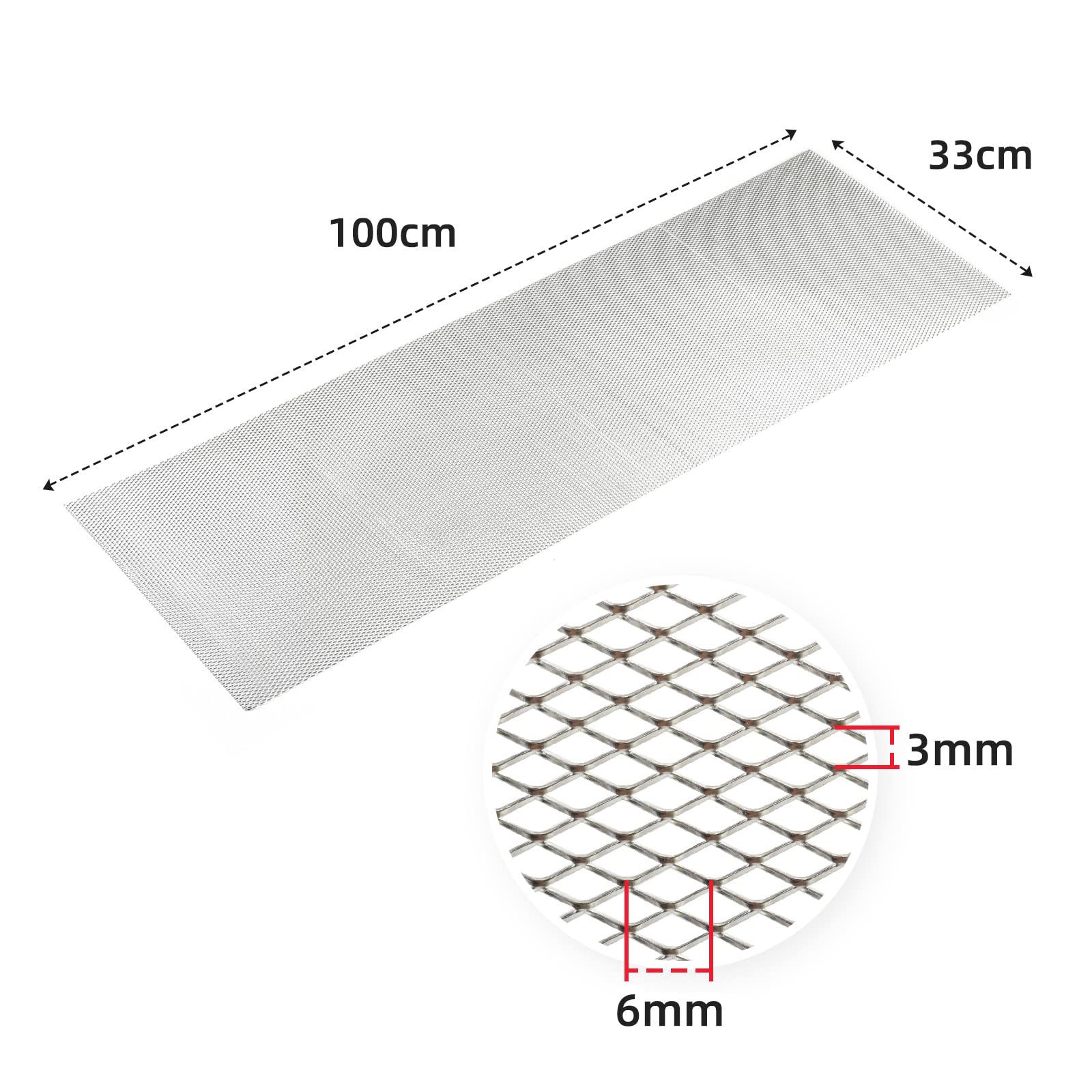 Aggauto Universal 40''X13'' Car Grill Mesh - Aluminum Alloy Automotive Grille Insert Bumper Rhombic Hole 3X6Mm, One Of The Most