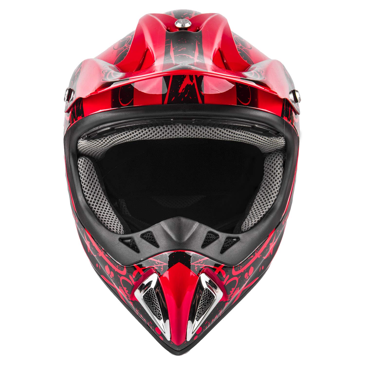 Typhoon Adult Atv Mx Helmet Goggles Gloves Gear Combo Black Red ( Xl )