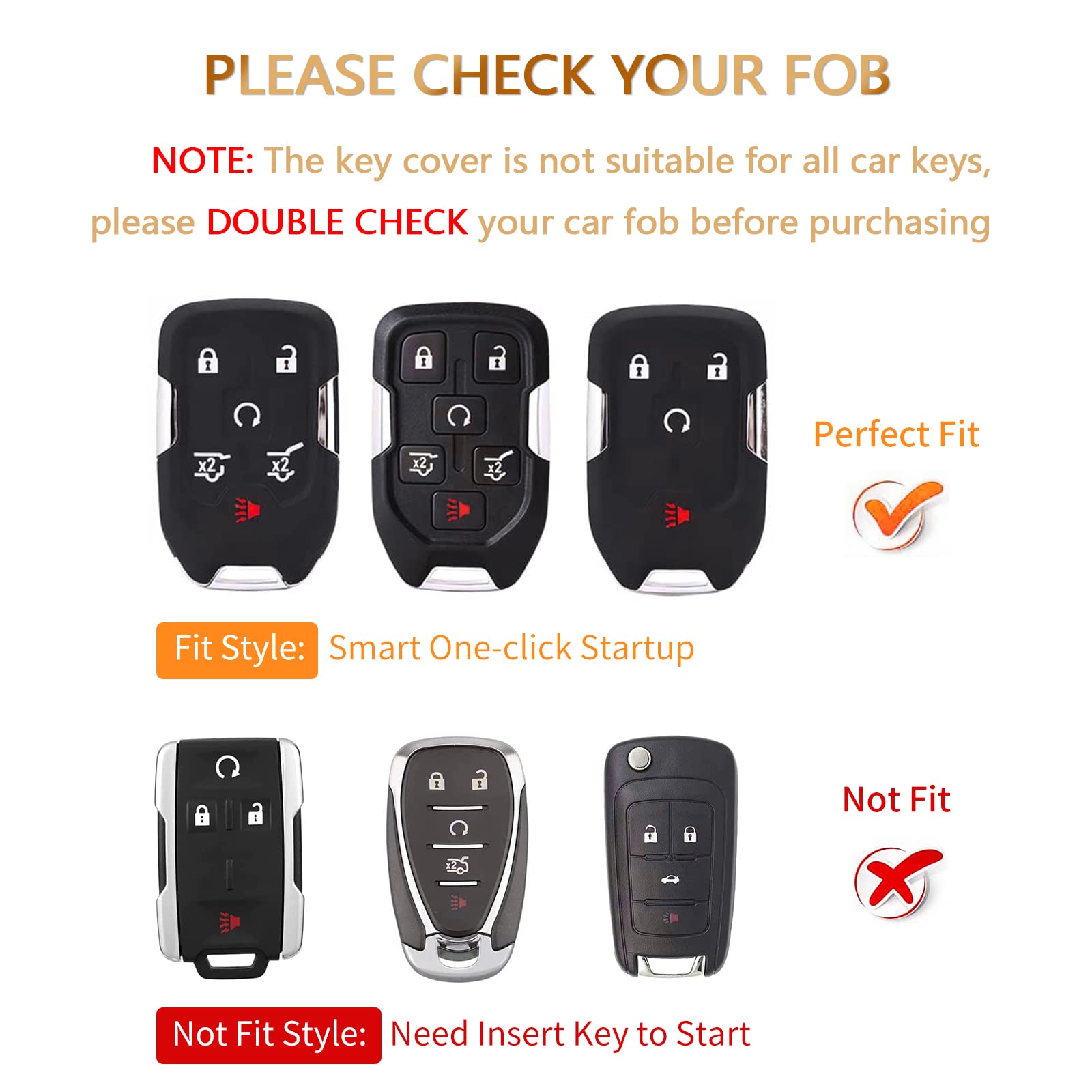 OFFCURVE Key Fob Cover with Keychain for GMC Yukon/Yukon XL Terrain Acadia Sierra Key Fob Case for Chevy Chevrolet Suburban Taho