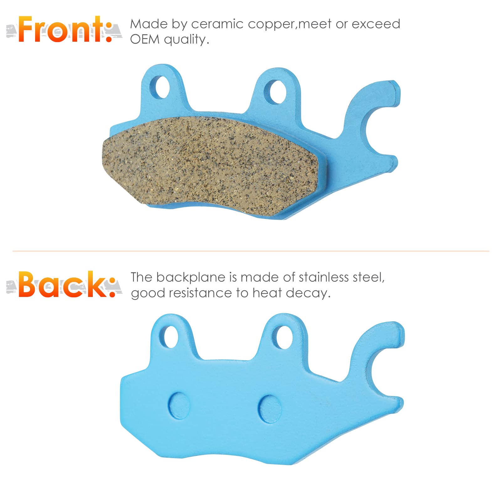 Front & Rear Ceramic Brake Pads Set For Yamaha Raptor 700, 700R, Raptor 700 Se 2006, 2007-2012, 3 Sets Front And Rear Brake Pads