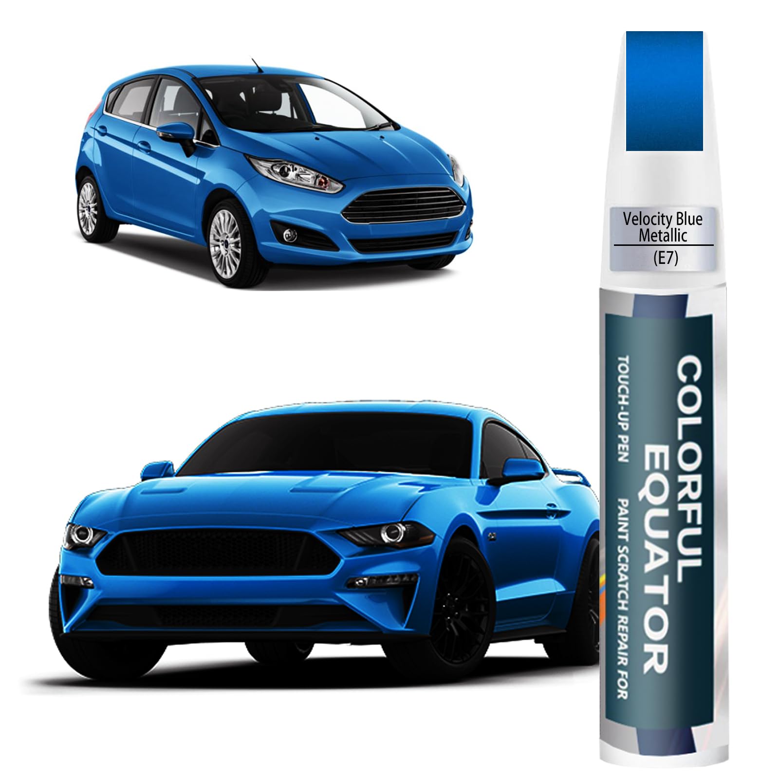 E7 Velocity Blue Metallic Touch Up Paint For Ford, Car Paint Pen Scratch Repair Two-In-One Touch Up Paint, Premium Car Scratch R