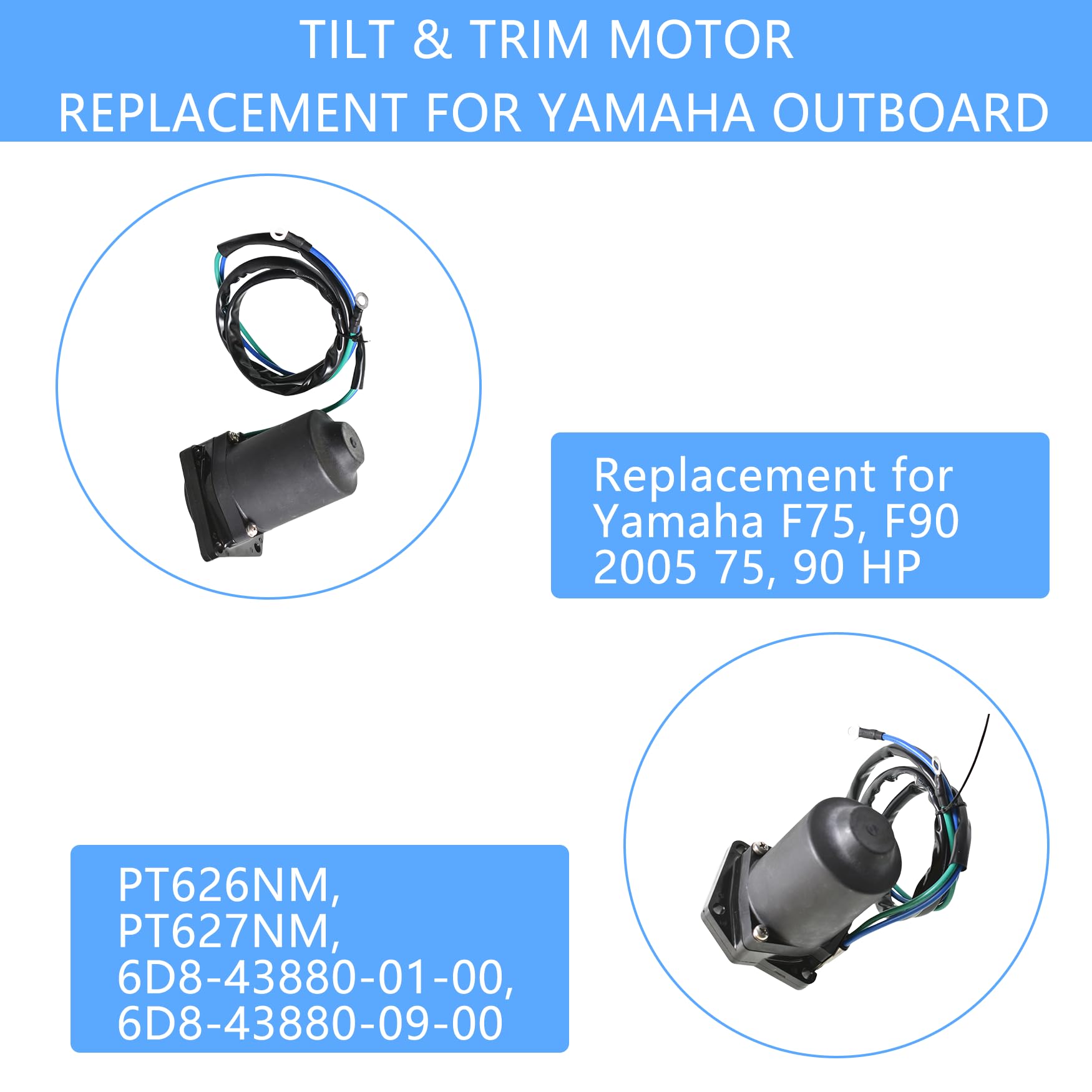 Wflnhb Tilt & Trim Motor Replacement For Yamaha Outboard F75La F90Ja F90La F90Xa 2013-2018 F75Tlr F90Tjr F90Tlr F90Txr 2005-2012