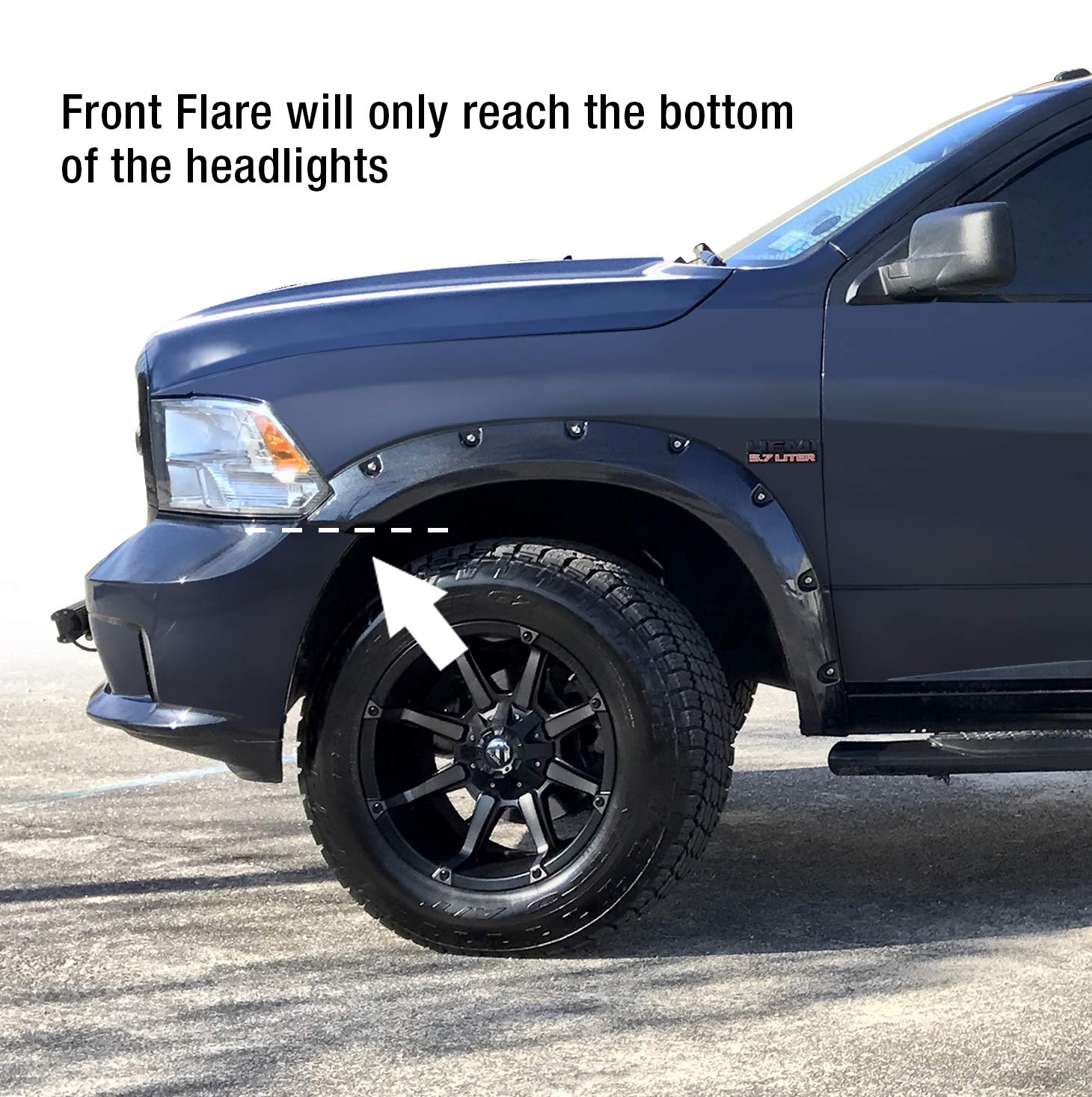 Tyger Auto Tg-Ff8D4148 For 2009-2018 Dodge Ram 1500; 2019-2020 1500 Classic | Exclude R/T & Rebel Models | Paintable Smooth Matt