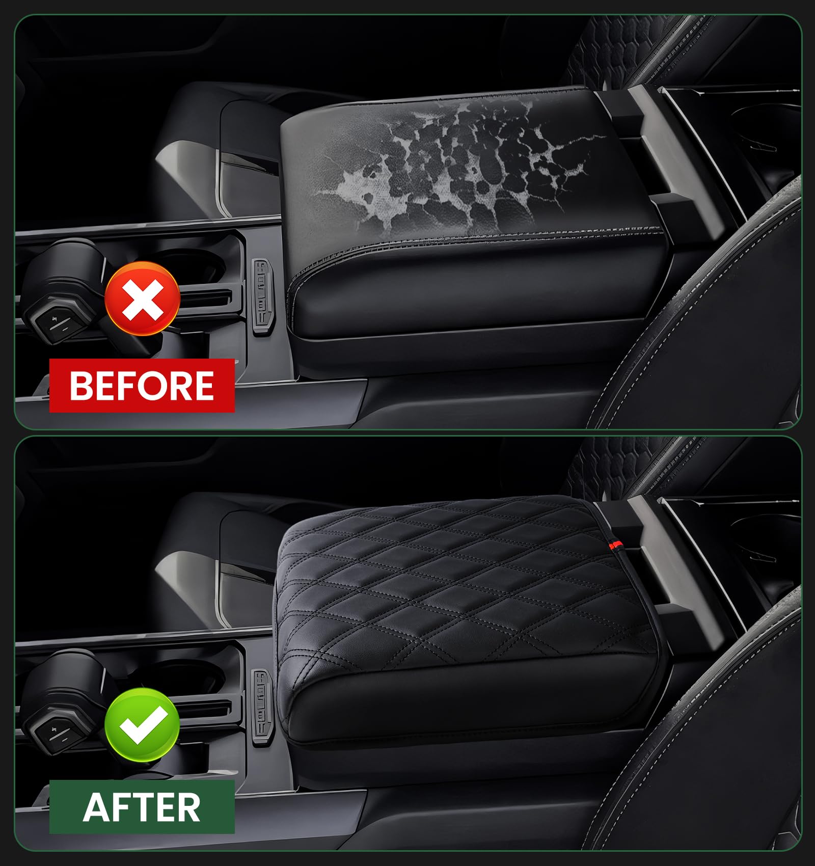 Center Console Cover For 2021-2025 Ford F150 Truck Interior Accessories, 2022-2025 F150 Lightning Armrest Middle Console Cover A