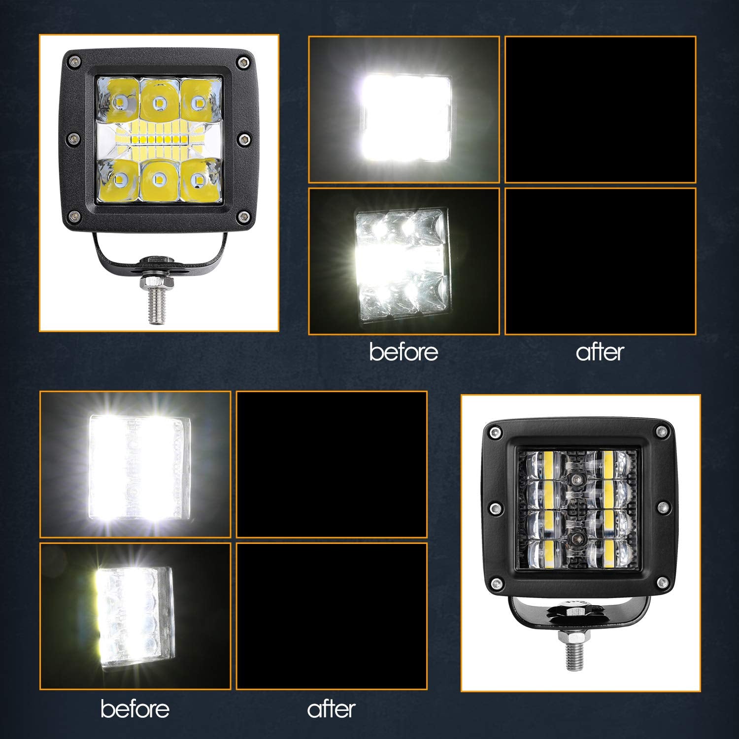 Black Led Cube Light Covers, Nirider 2Pcs 3 Inch Light Bar Covers For Square Led Pods, Work Lights, Off Road Lights, Driving Lights, Fog Lights
