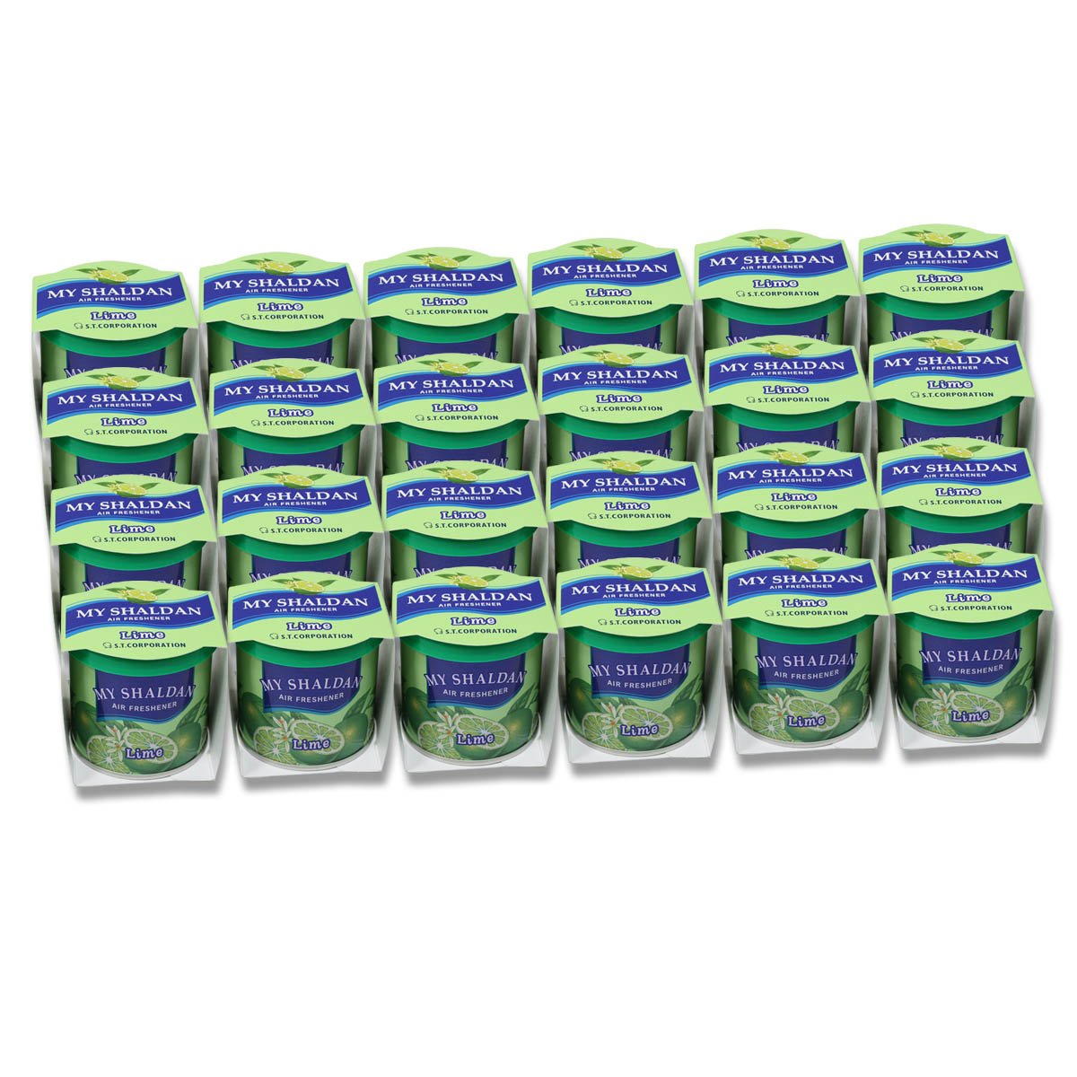 Auto Dynasty Pack Of 24 My Shaldan Japanese Car Cup-Holder Natural Air Freshener Cans (Lime Scented)