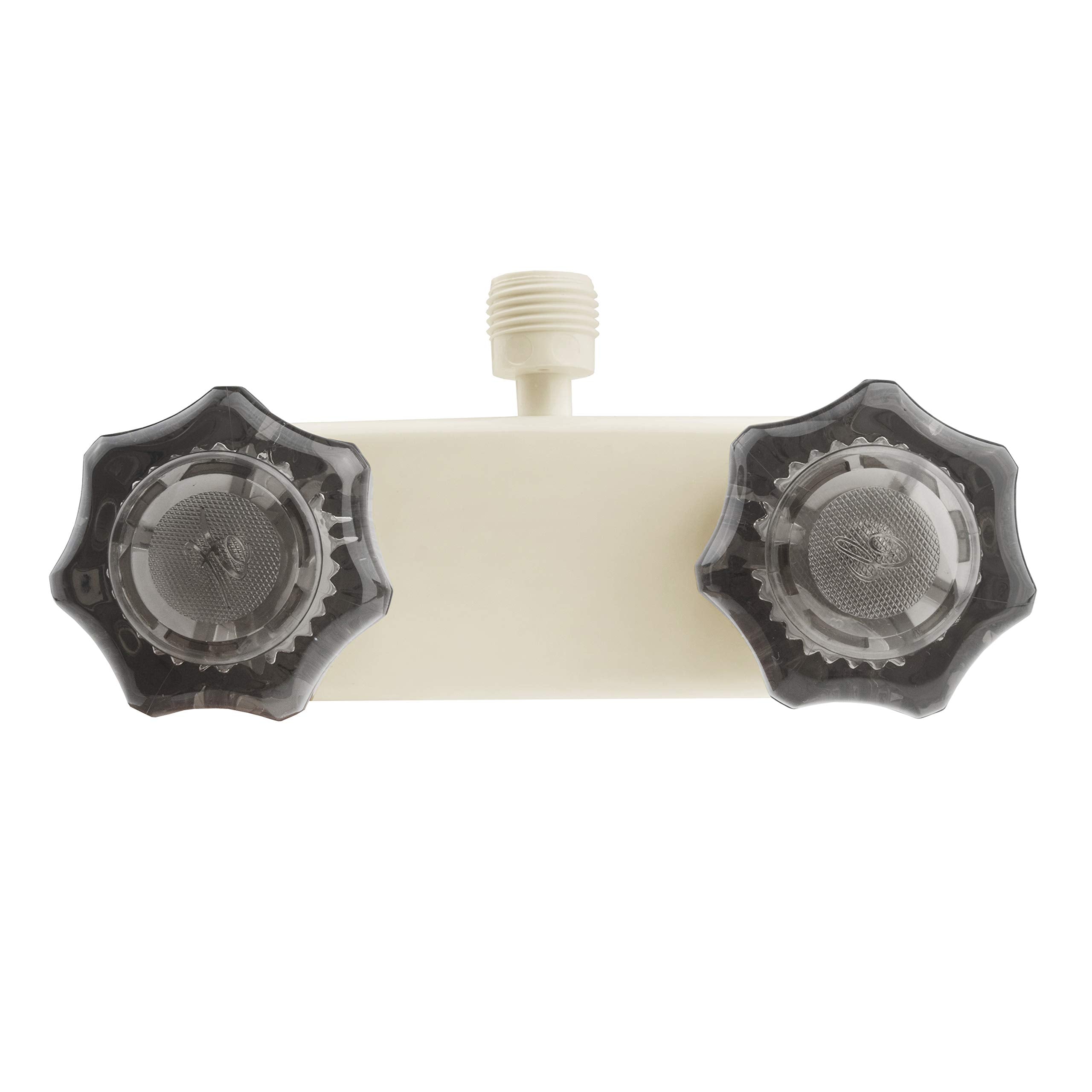 Dura Faucet Df-Sa100S-Bq Rv/Motorhome/Trailer Shower Faucet Valve Diverter With Smoked Acrylic Knobs (Bisque Parchment)