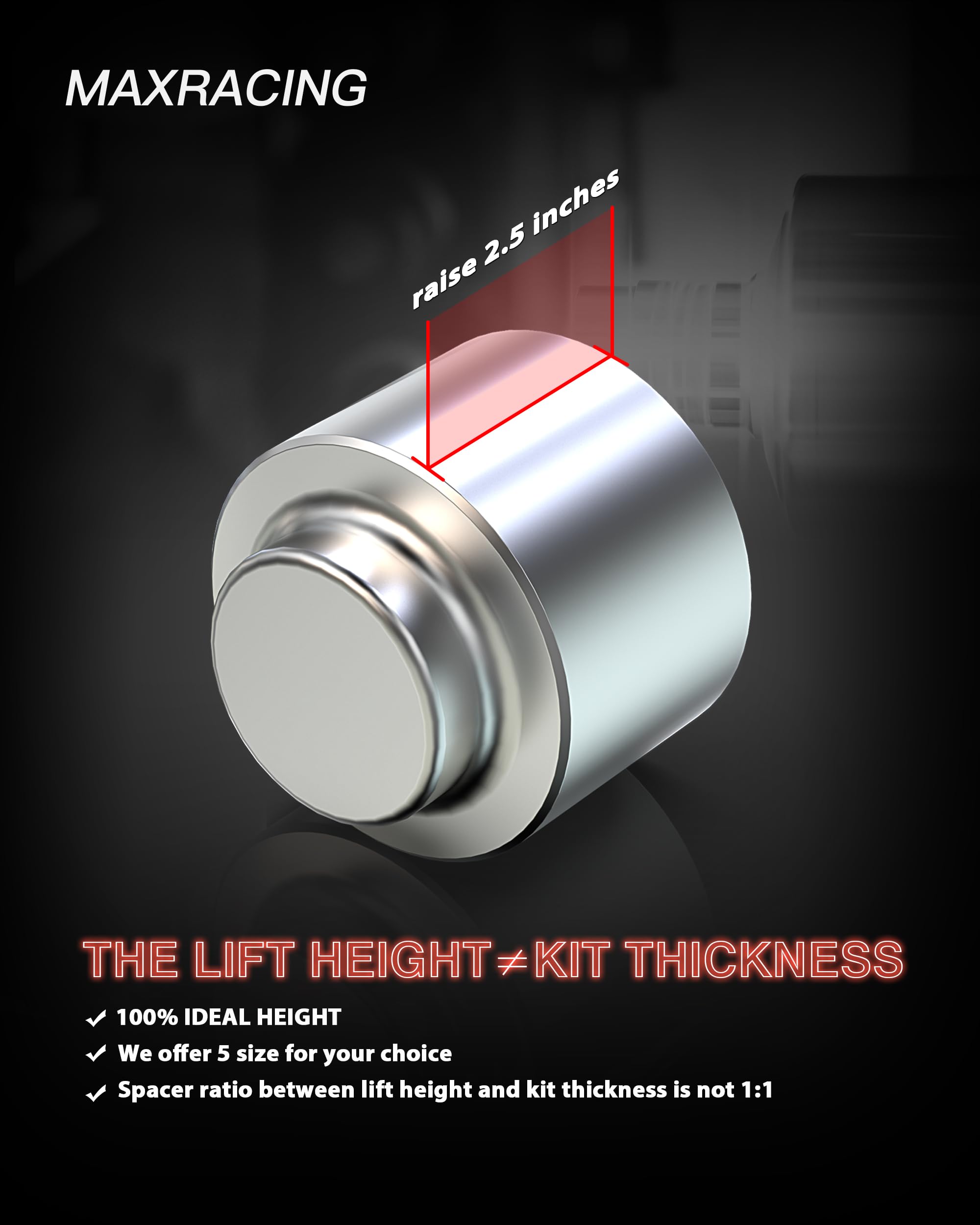 Maxracing 2.5'' Rear Leveling Kit & Rear Lift Spacers Compatible With 2009-2025 Dodge Ram 1500 | 2000-2020 Tahoe | 2000-2020 Sub