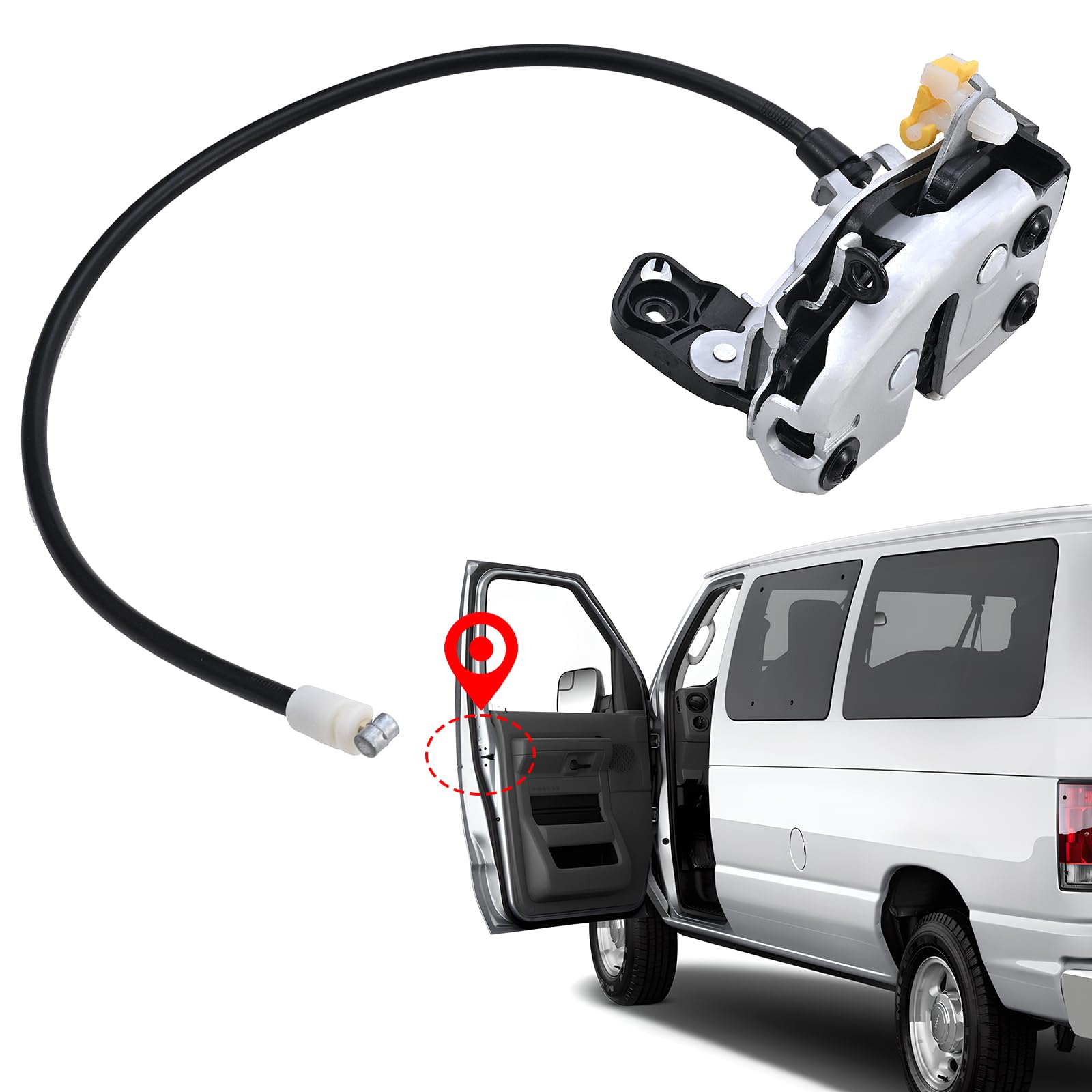 Door Lock Latch Assembly Front Left Driver Side For 1996-2019 Ford E150 E250 E350 E450 Econoline Van Replace 6C2Z-1521813-A, 6C2