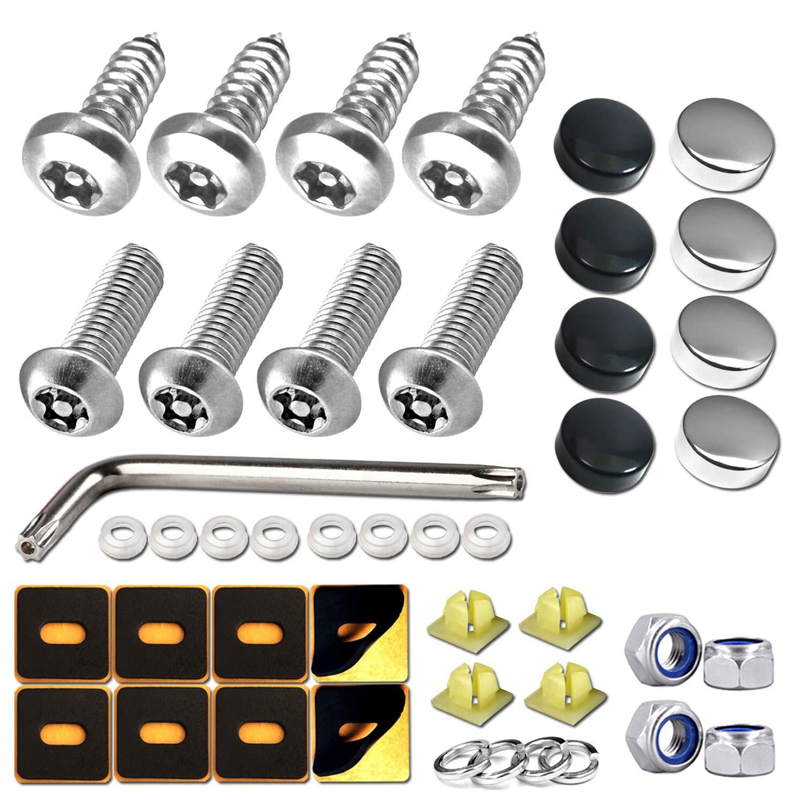 Aootf License Plate Screws- Anti Theft Car Plate Screws Bolts, Stainless Steel Security Fasteners Hardware For Front Rear Tag Pl
