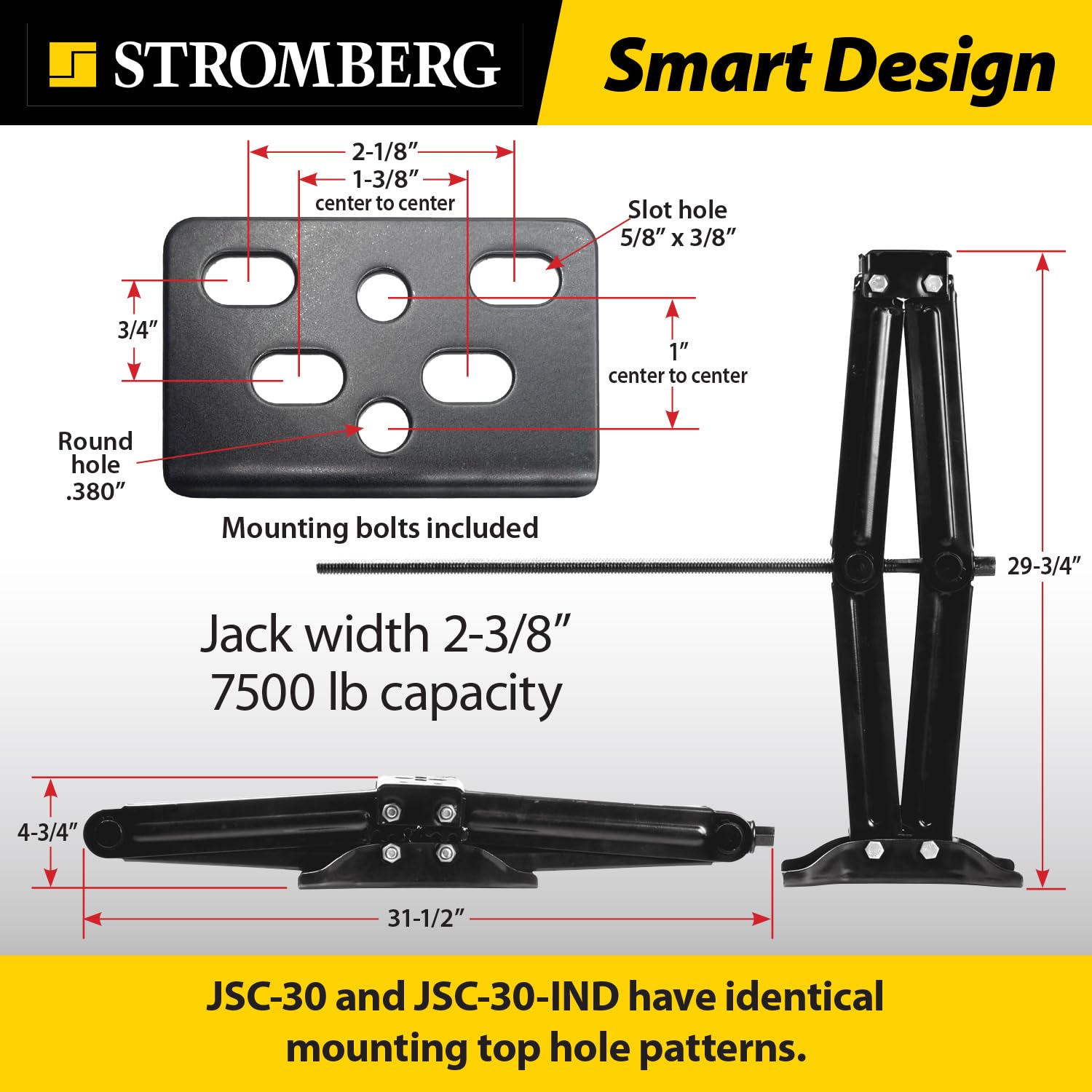 Stromberg Carlson Jsc-30-Ind One Scissor Jack - 30'' Sturdy Rv & Trailer Stabilizer Jack, Camping & 5Th Wheel Leveling Accessori