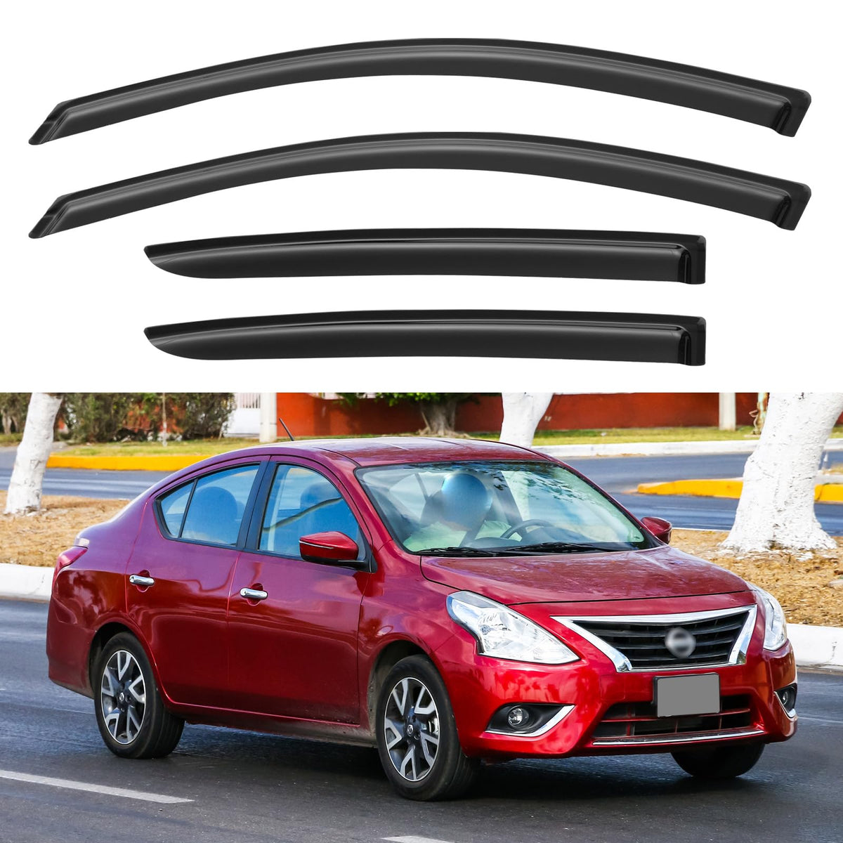 Window Visors Rain Guards Shield for 2012-2019 Nissan Versa Sedan, Out-Channel Window Vent Wind Deflectors Visors Shades for 12-