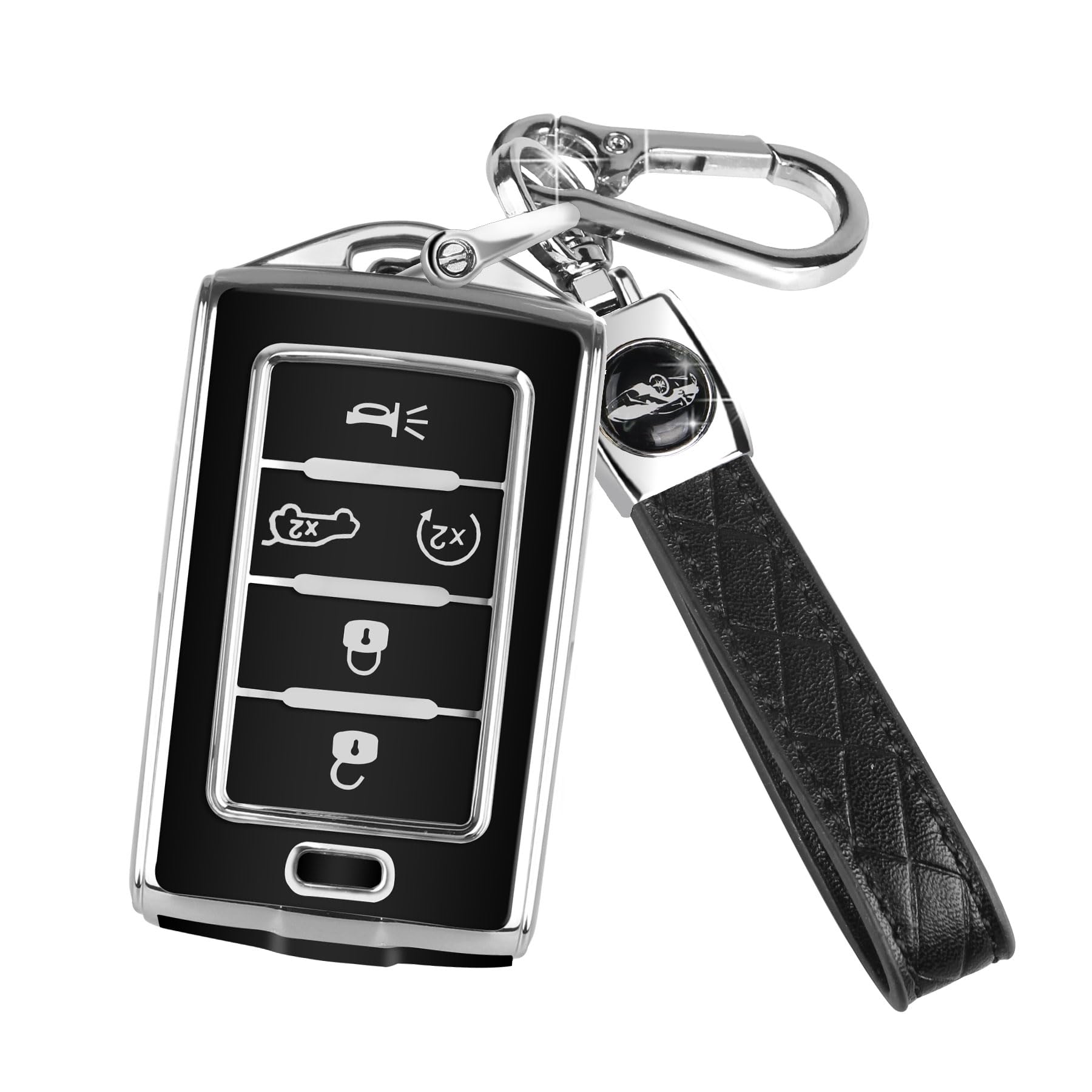 Mild East For Jeep Key Fob Cover With Keychain, Car Key Case Shell Protection 5 Buttons, Fit For Jeep Grand Cherokee Wagoneer Gr