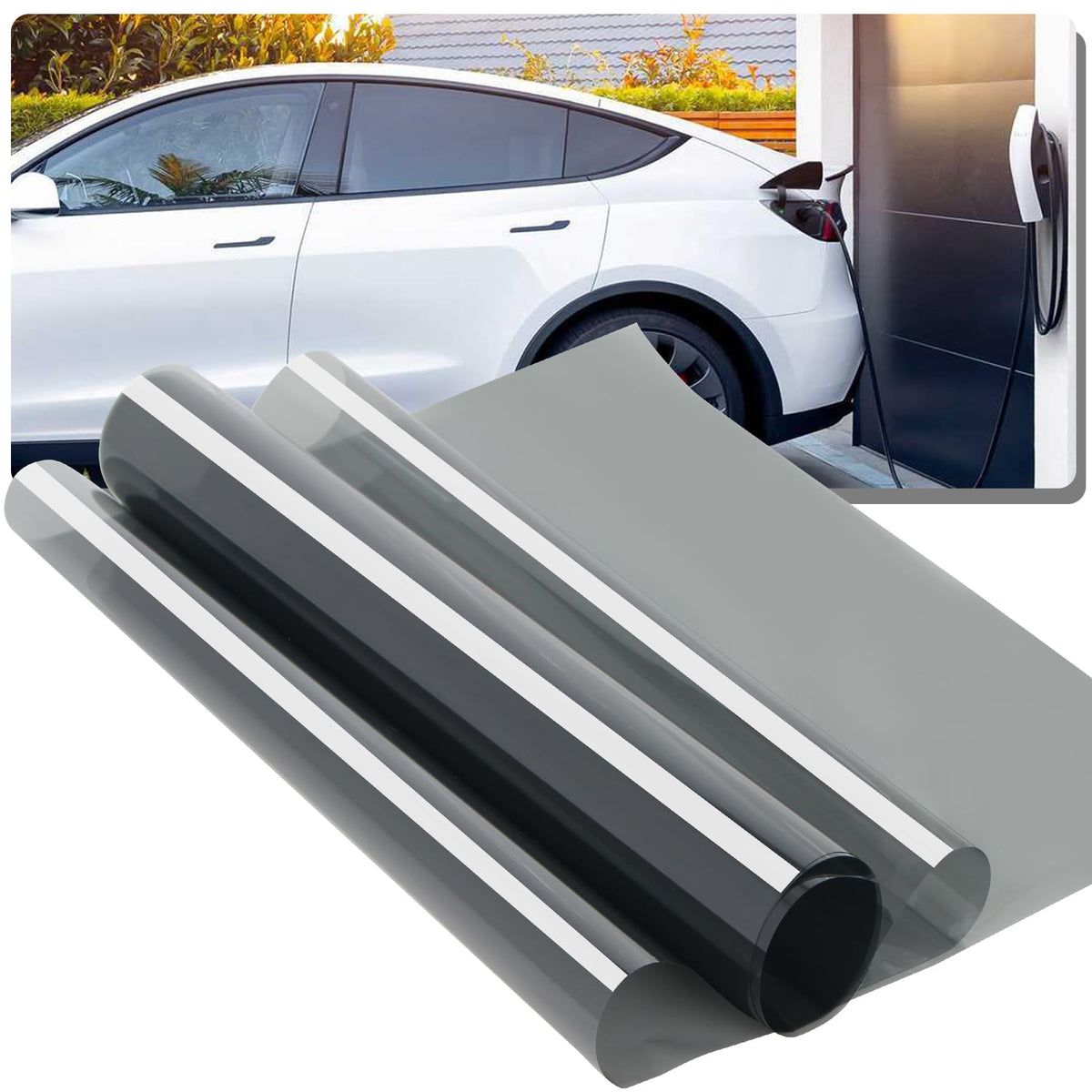 50% Nano Ceramic Car Window Tint for New Energy, 85% IR Heat Sun Blocking 99.9% UV Protection, Signal Friendly One Way Privacy W