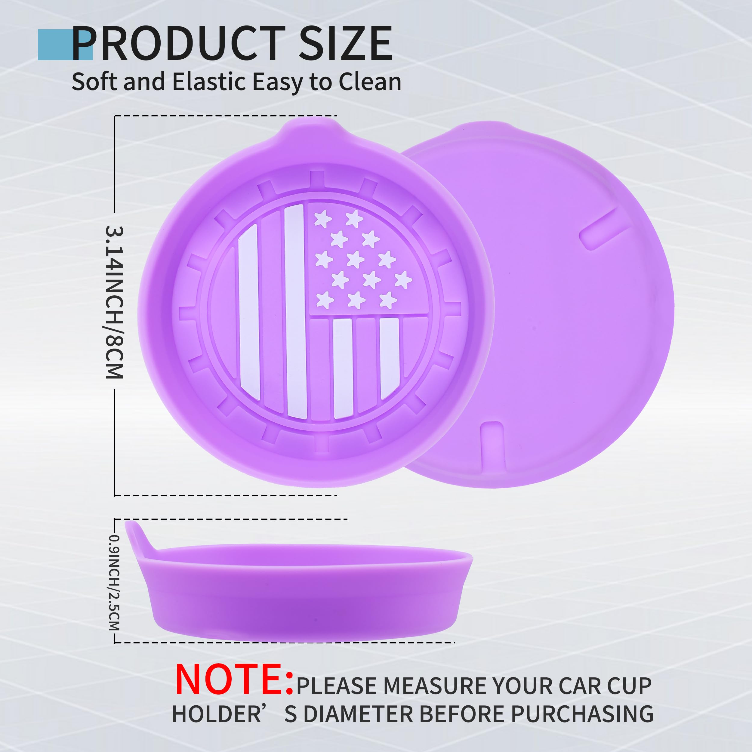 Amooca Car Cup Coaster Universal Non-Slip Silicone Cup Holder Insert Car Interior Accessories For Drink American Flag Us Flag 4